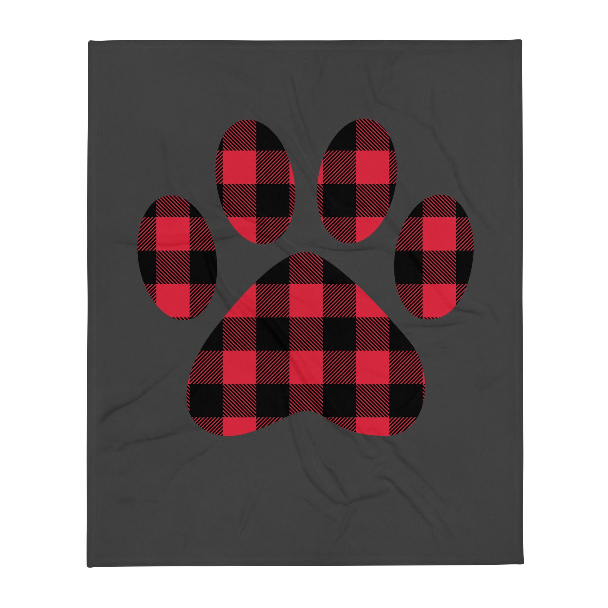 Gingham Paw Print Throw Blanket、mySite、camillekostekn
