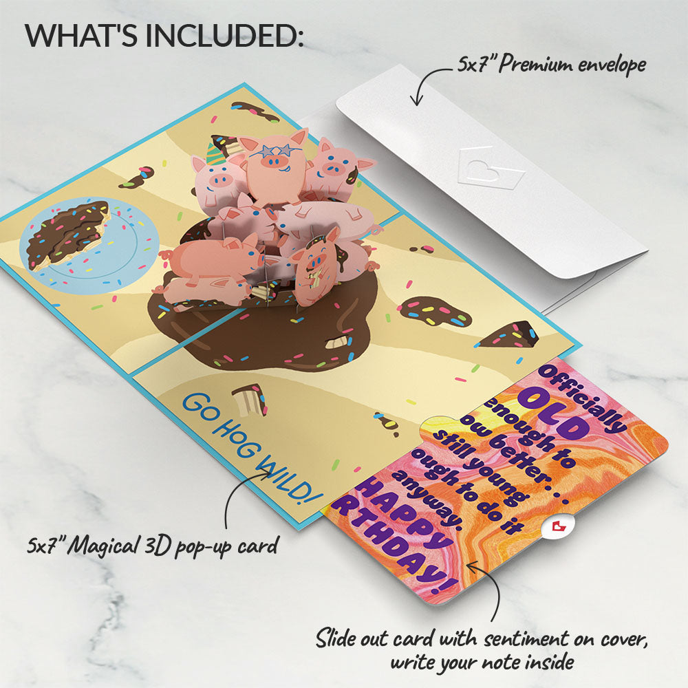 Hog Wild Birthday Pop-Up Card and Old Enough Young Enough Sentiment Set、mySite、solidvoid
