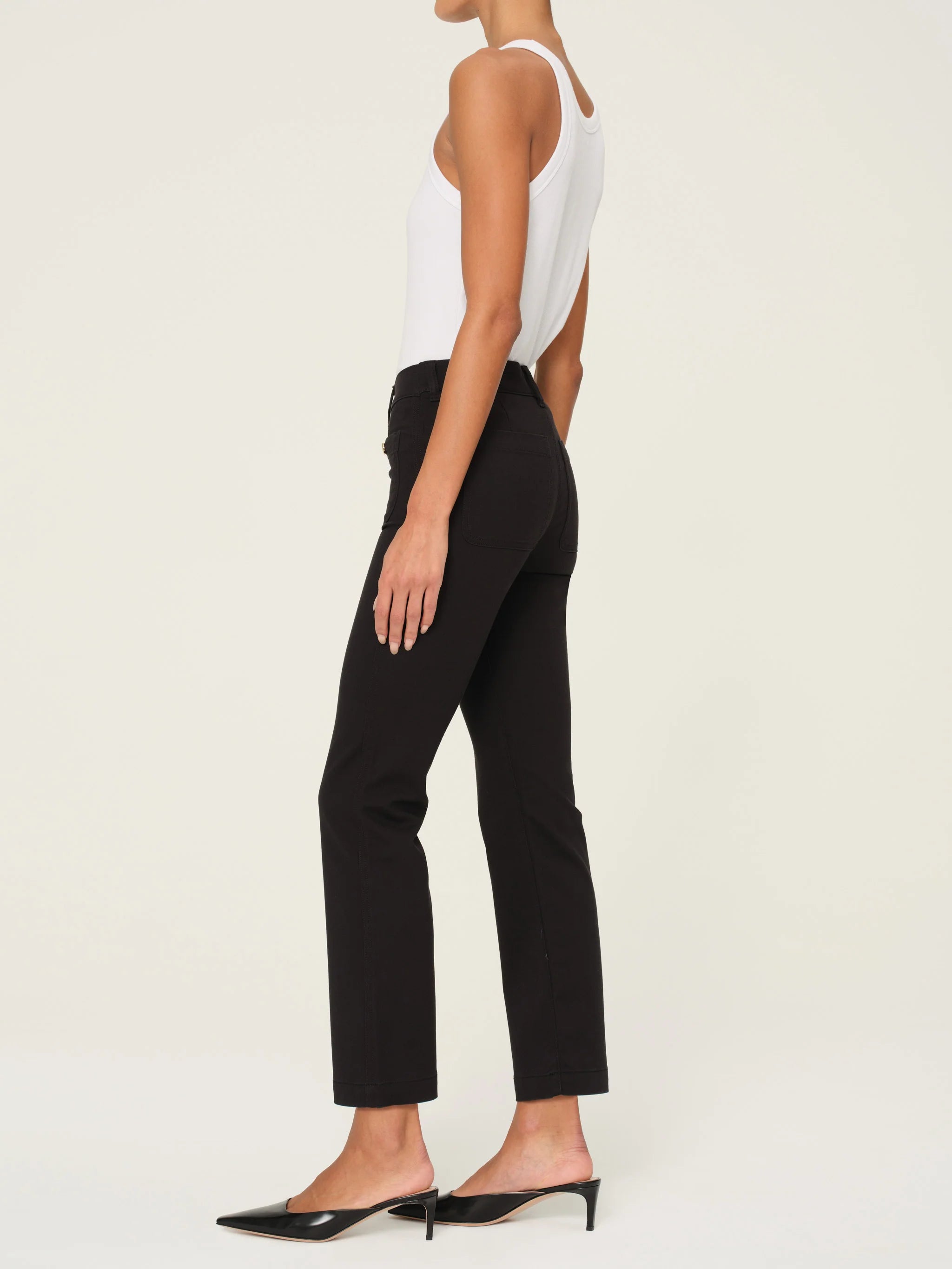 DL1961 Mara Straight: Mid Rise Ankle, Black Onyx - Final Sale、mySite、noshort