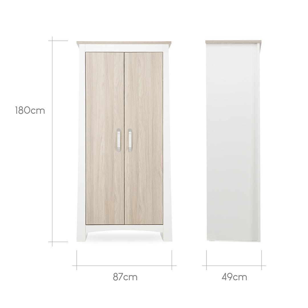  CuddleCo Ada 3 Piece Set 3-Drawer Dresser Cot Bed + Wardrobe - White/Ash、mySite、merchandisen