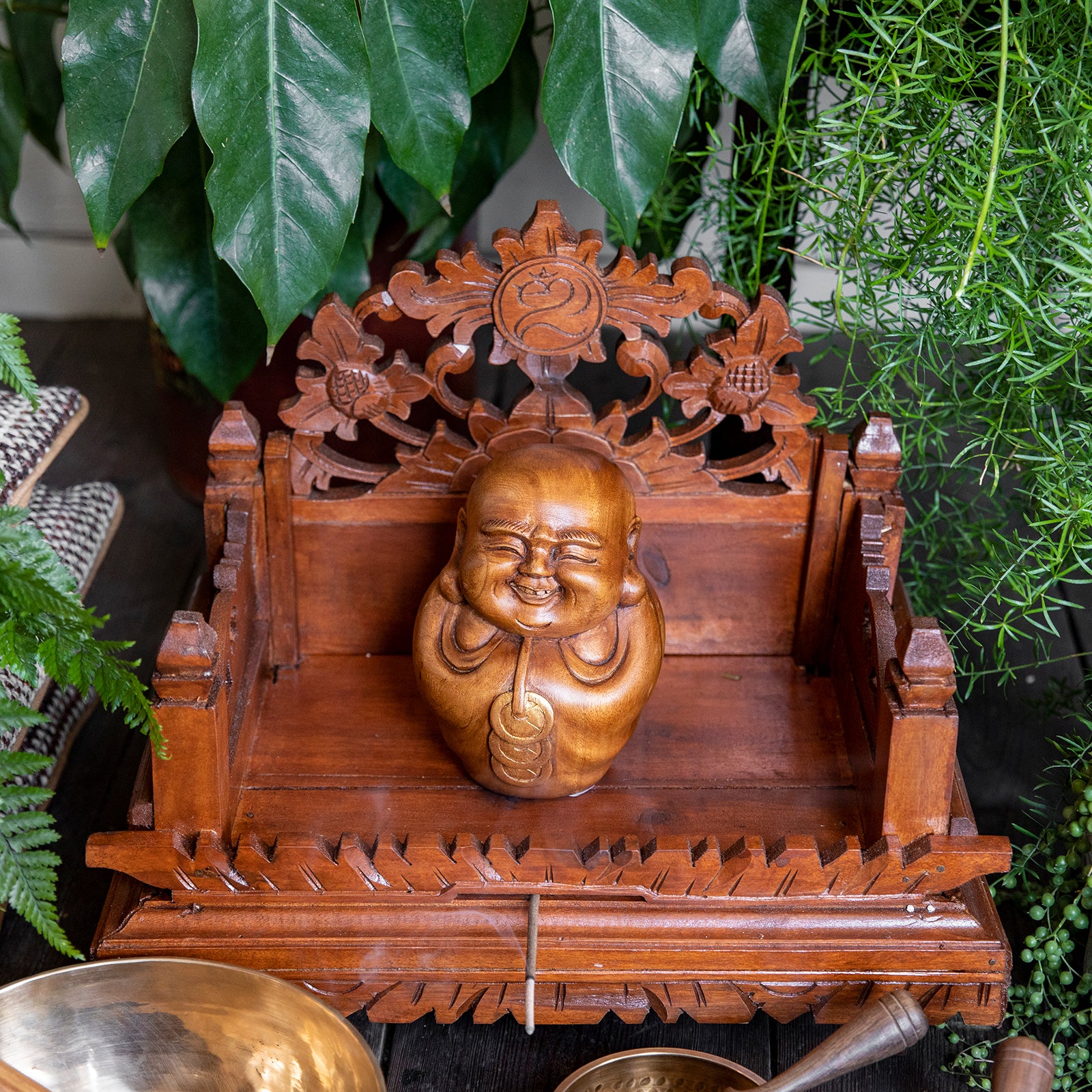 Wooden Laughing Buddha Statue 2、mySite、topwebapps