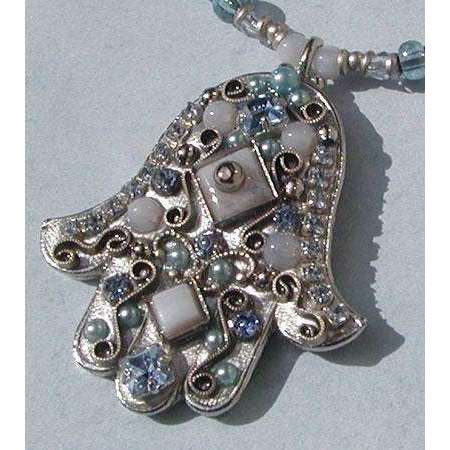 Michal Golan Blue Lace and Agate Hamsa Necklace、mySite、topwebapps