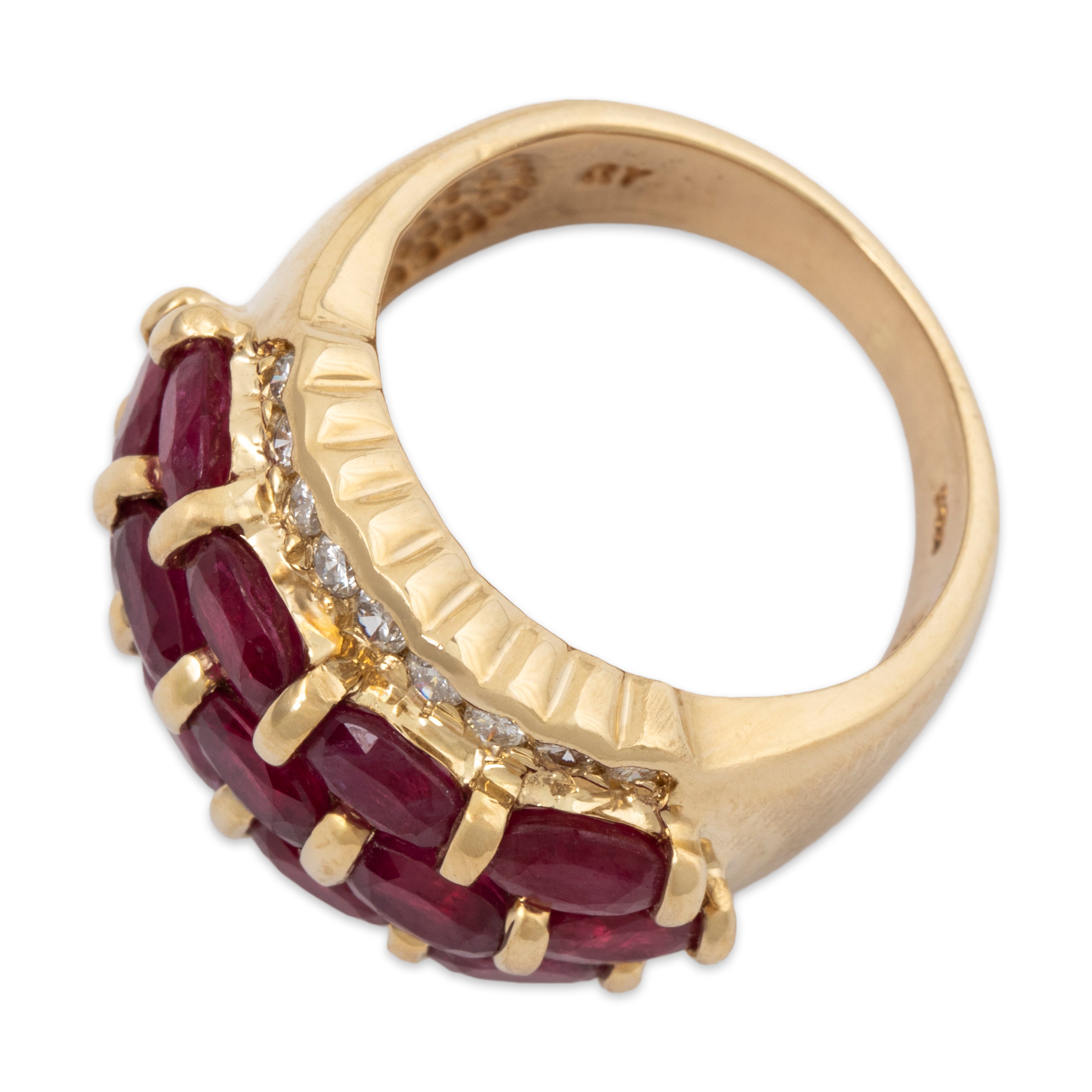 Vintage Heavy 14k Yellow Gold 2.6cttw Ruby .337cttw Diamond Wide Line Ring 5.25、mySite、hinf8tx79