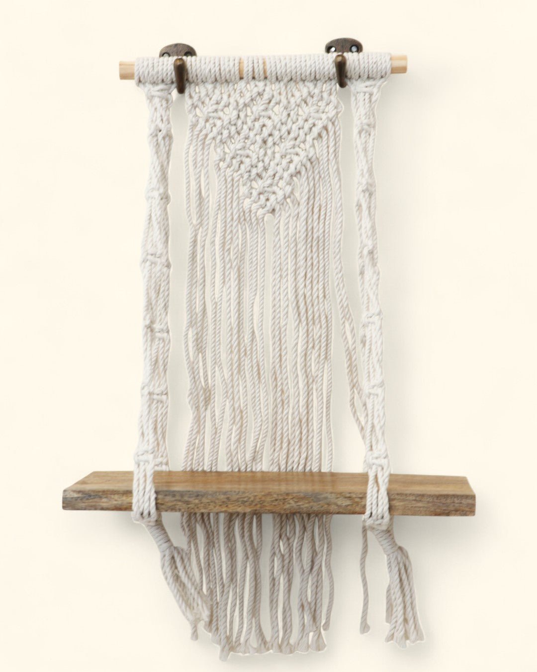 Macrame Wall Shelf with Natural Wood for Small Altar or Statue、mySite、topwebapps