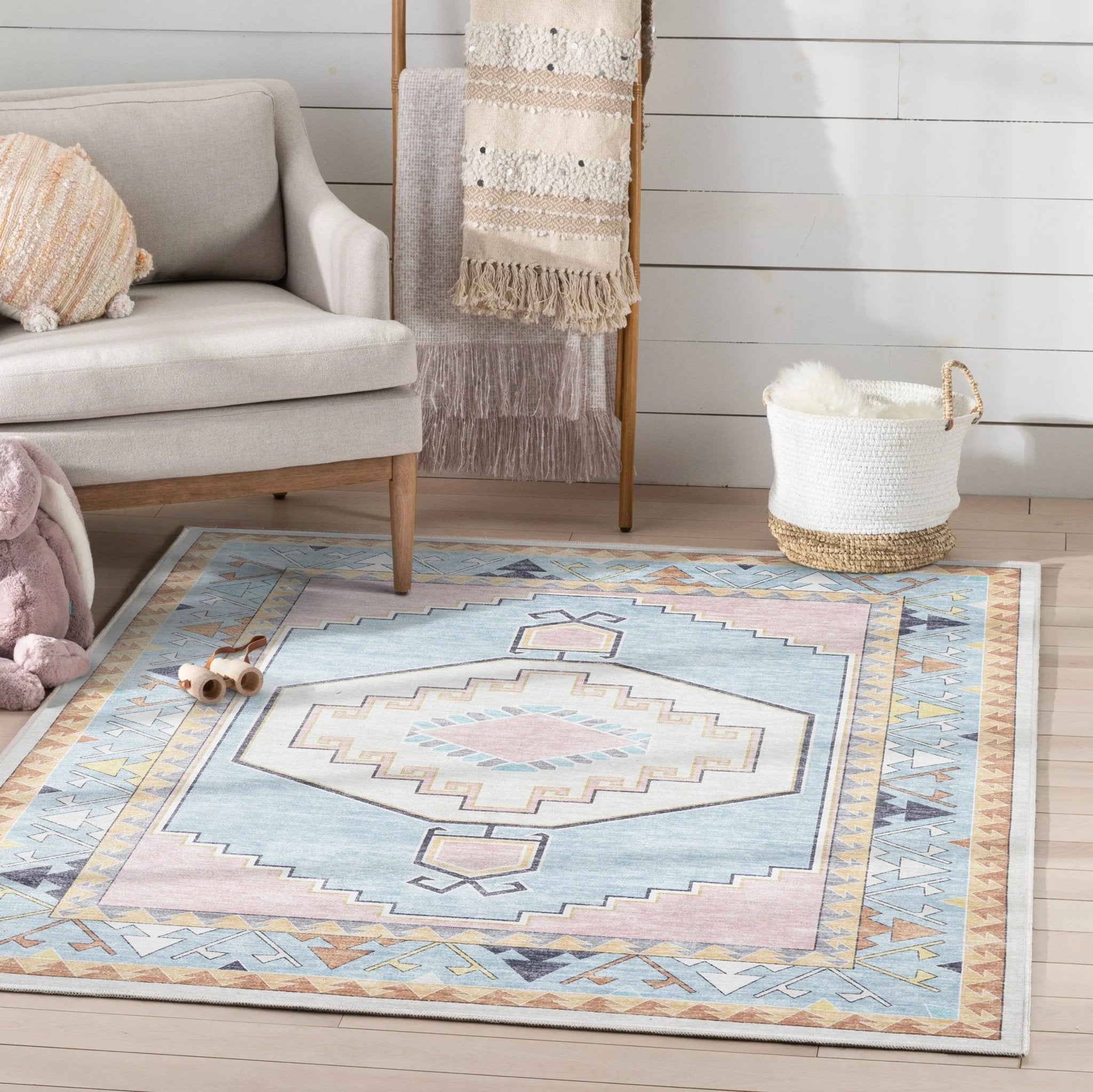 Ethnic Soft Medallion Modern Pink Kids Flat-Weave Rug、mySite、gigharbornorthrealestate
