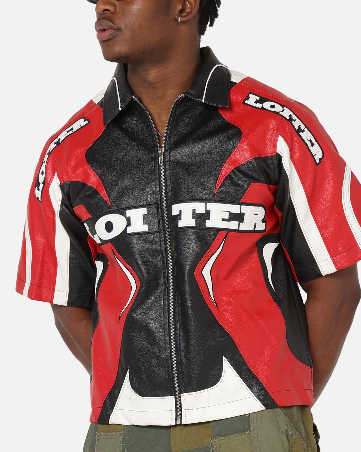 Loiter Racer Vegan Leather Shirt Red/Black、mySite、zt4zffjzw