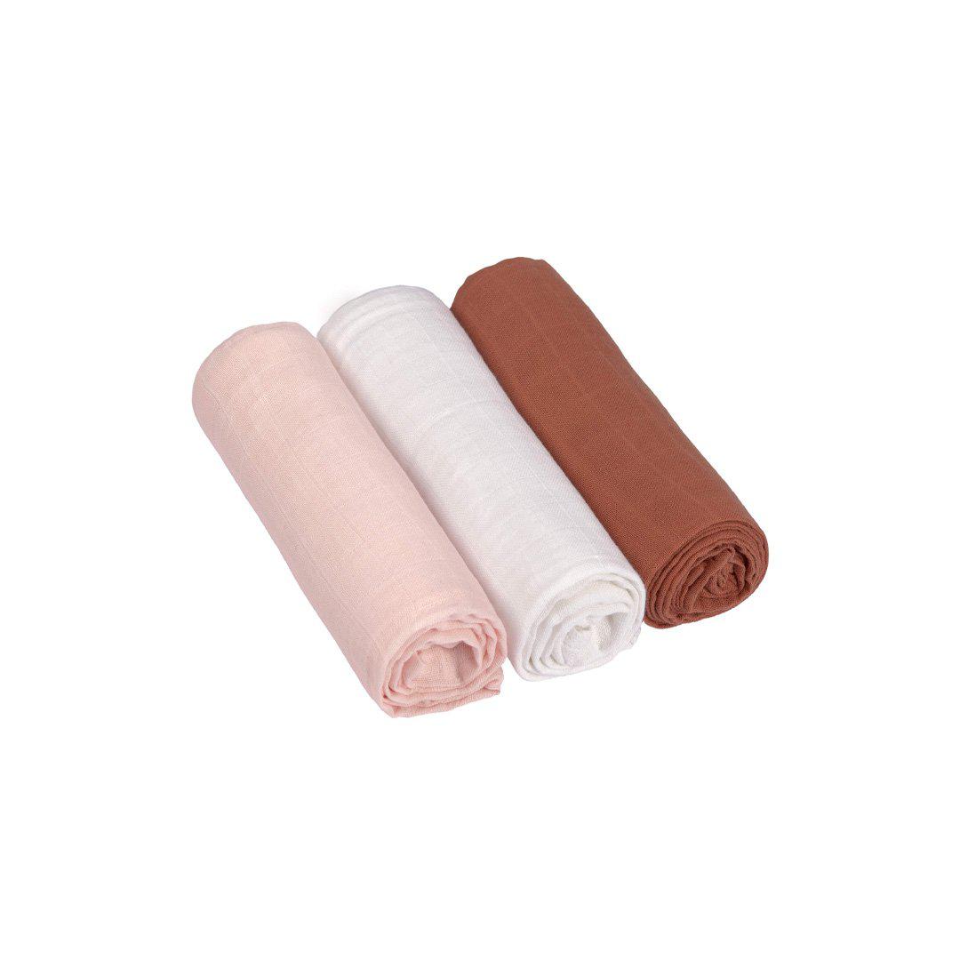  Lassig Swaddle + Burp Blankets - Powder Pink/Milky/Rust - 3 Pack、mySite、merchandisen