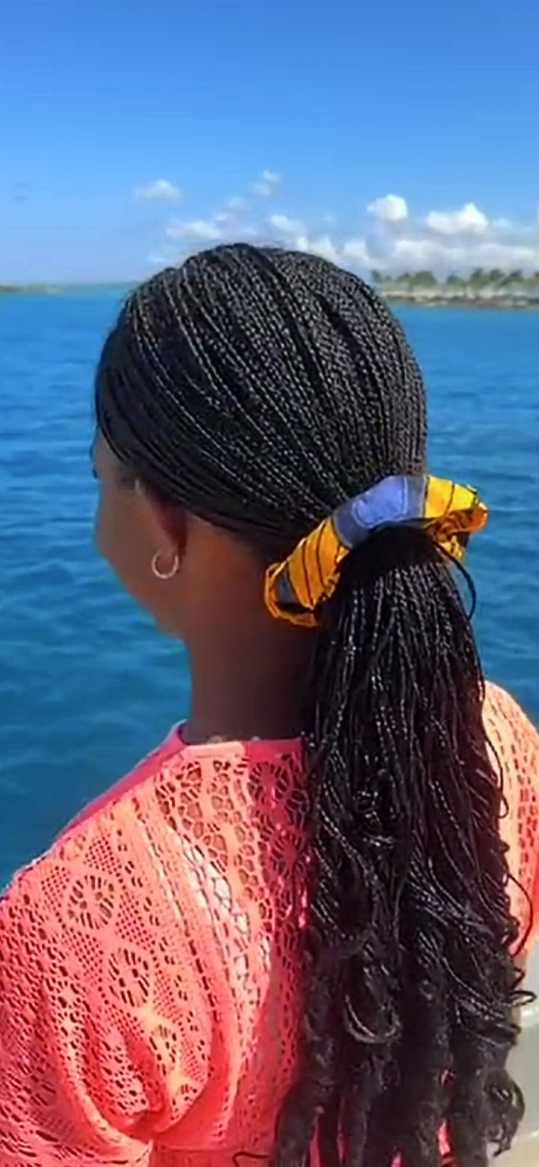 Dupsie's Orange Blue, and Black African print Ankara bulb peacock patterned scrunchie DPSCR3816、mySite、solidvoid