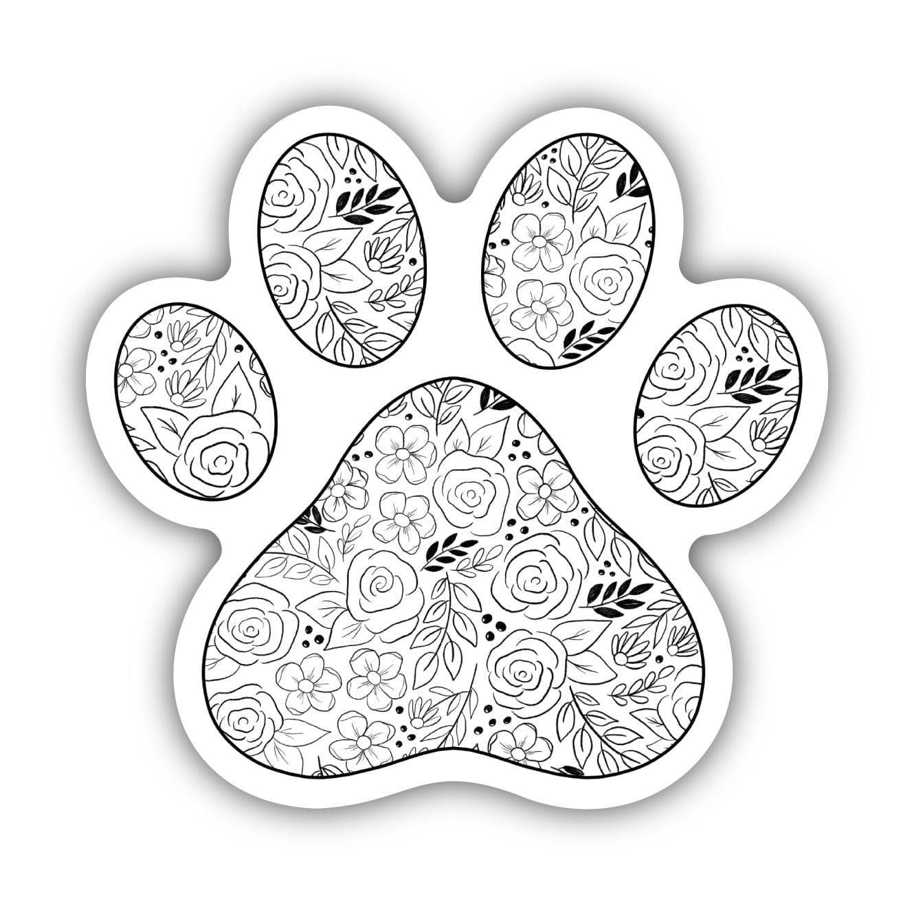  White Floral Paw Print Sticker、mySite、elrpsem3k