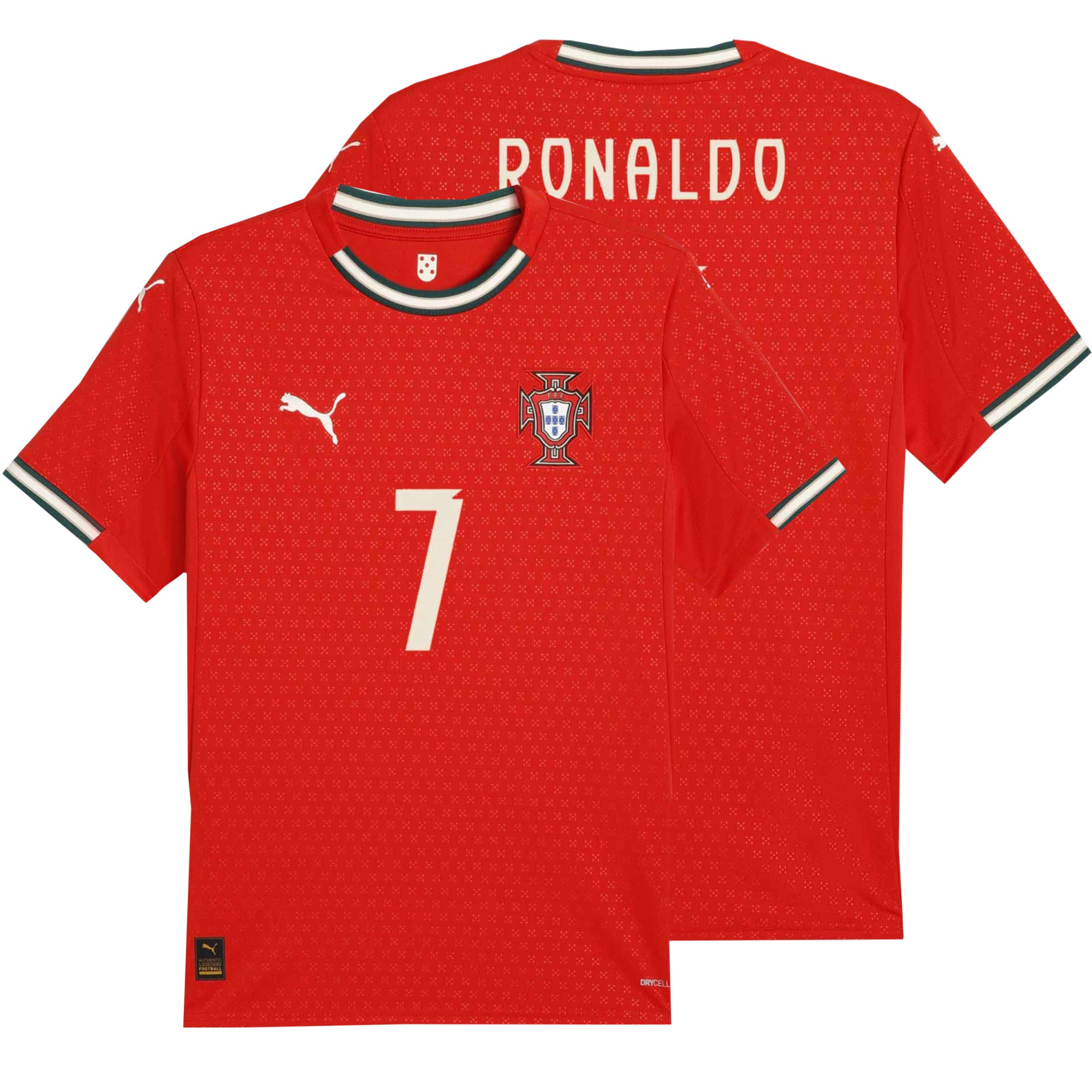 PUMA Kids Portugal 2025/26 Home Jersey w/ Ronaldo #7 Printing、mySite、bottomscart