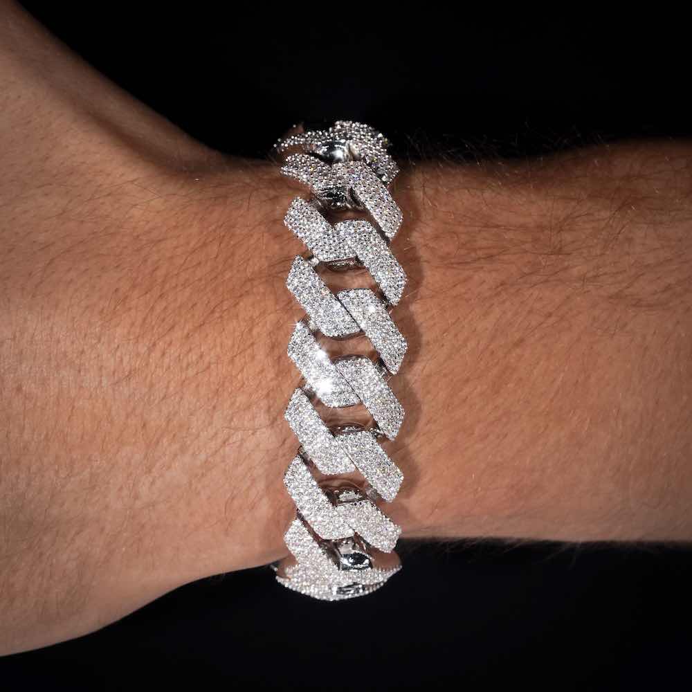15MM 4-Row Moissanite Cuban Link Bracelet 14K Gold、mySite、hinf8tx79