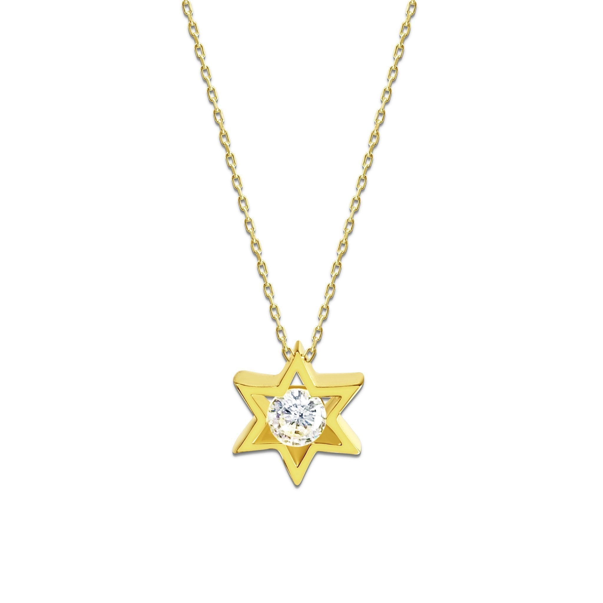 Gold Jewish Star of David Charm With Center Stone、mySite、topwebapps