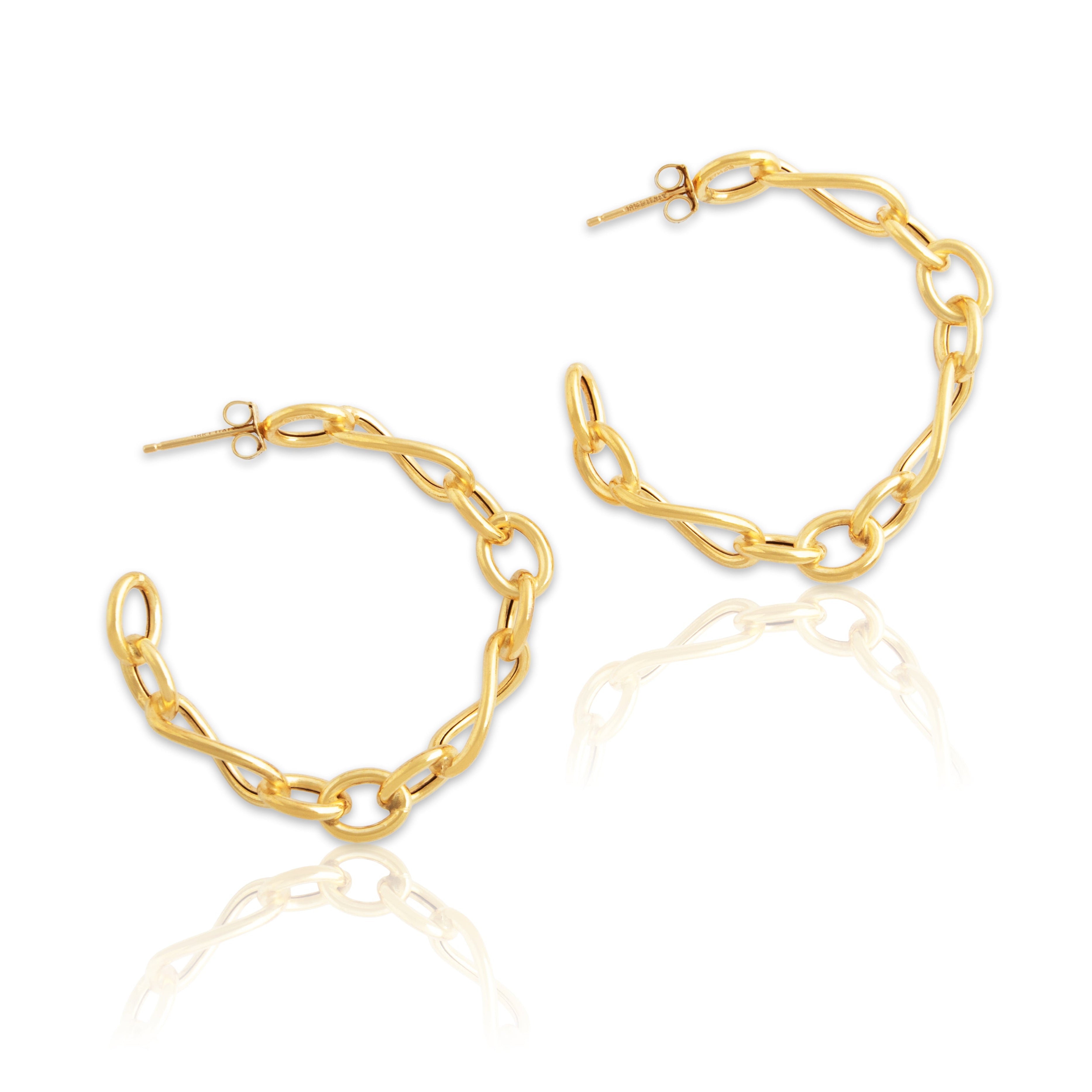 Vintage Large 18k Yellow Gold Wonderful Chain Link Hoop Earrings、mySite、hinf8tx79