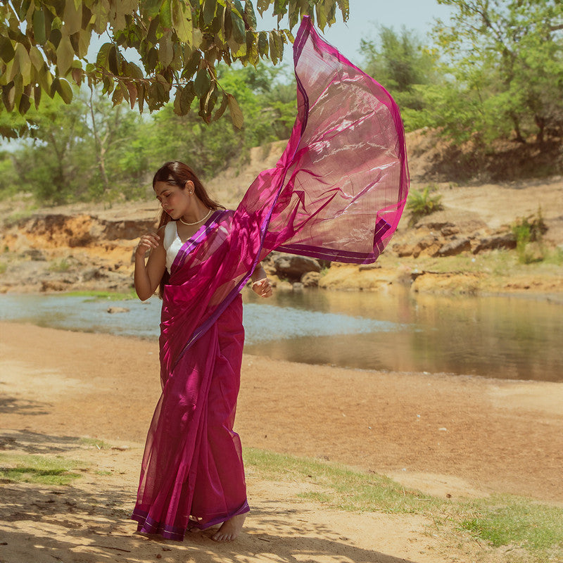 Chanderi Silk Cotton Pink Saree、mySite、camillekostekn