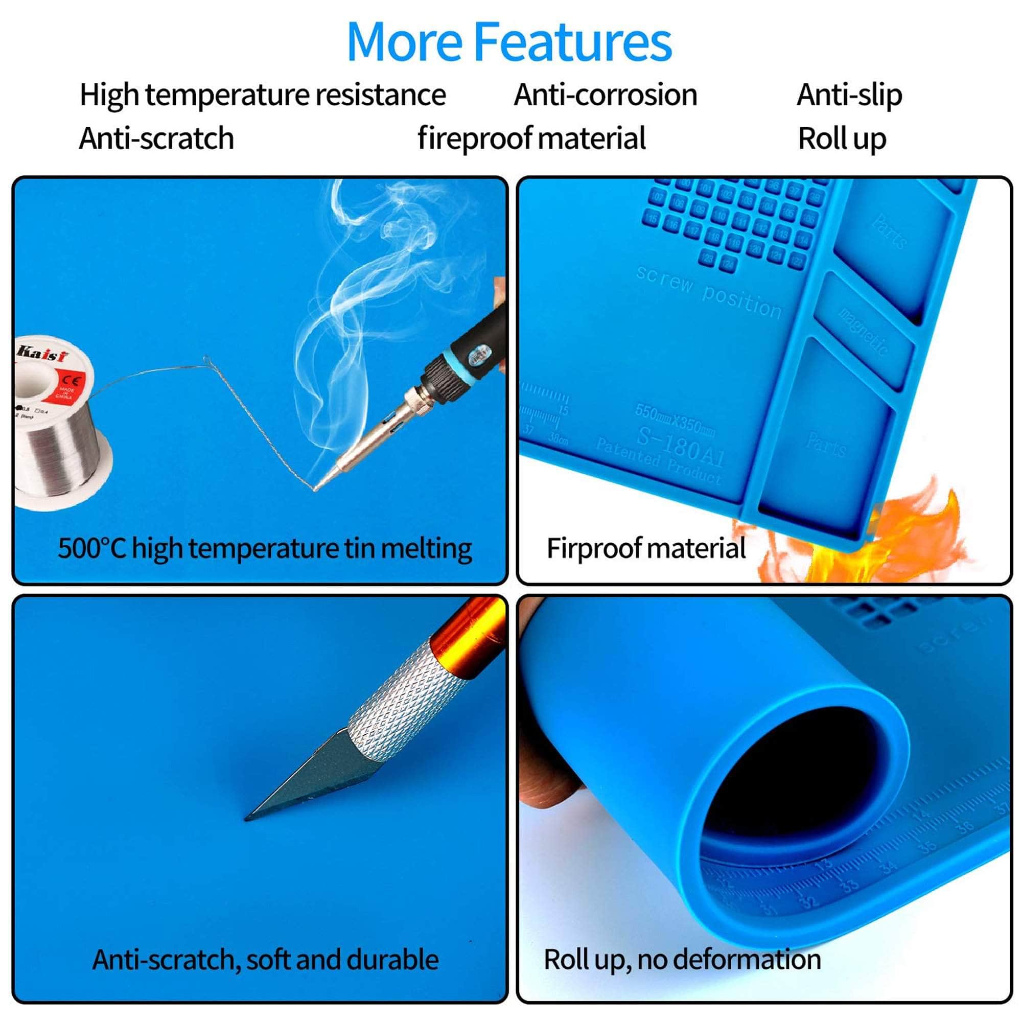 S-180A1 Large Heat Resistant Silicone Soldering Work Mat w/ Magnets、mySite、merchandisen