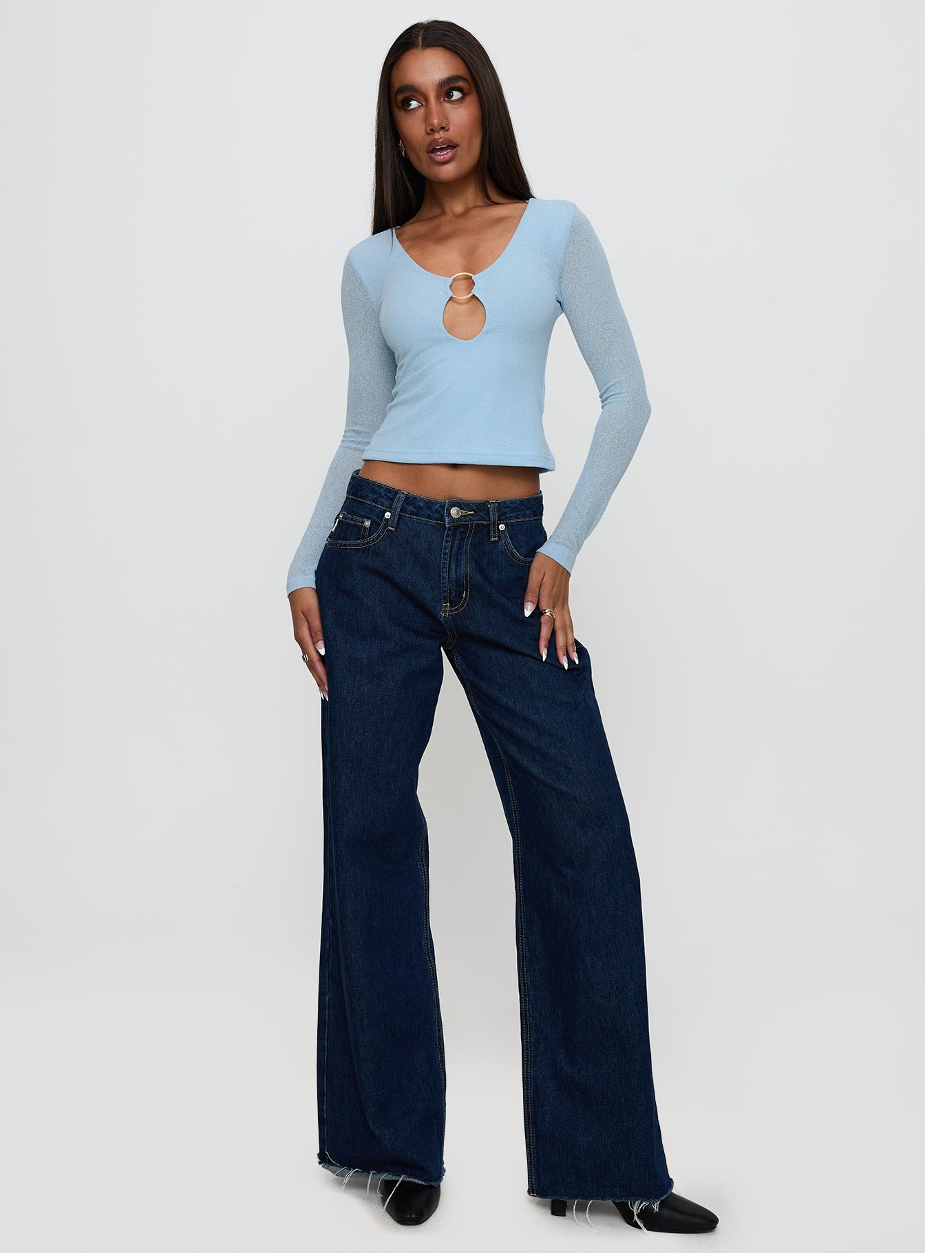 This Fate Long Sleeve Ring Detail Top Blue、mySite、solidvoid