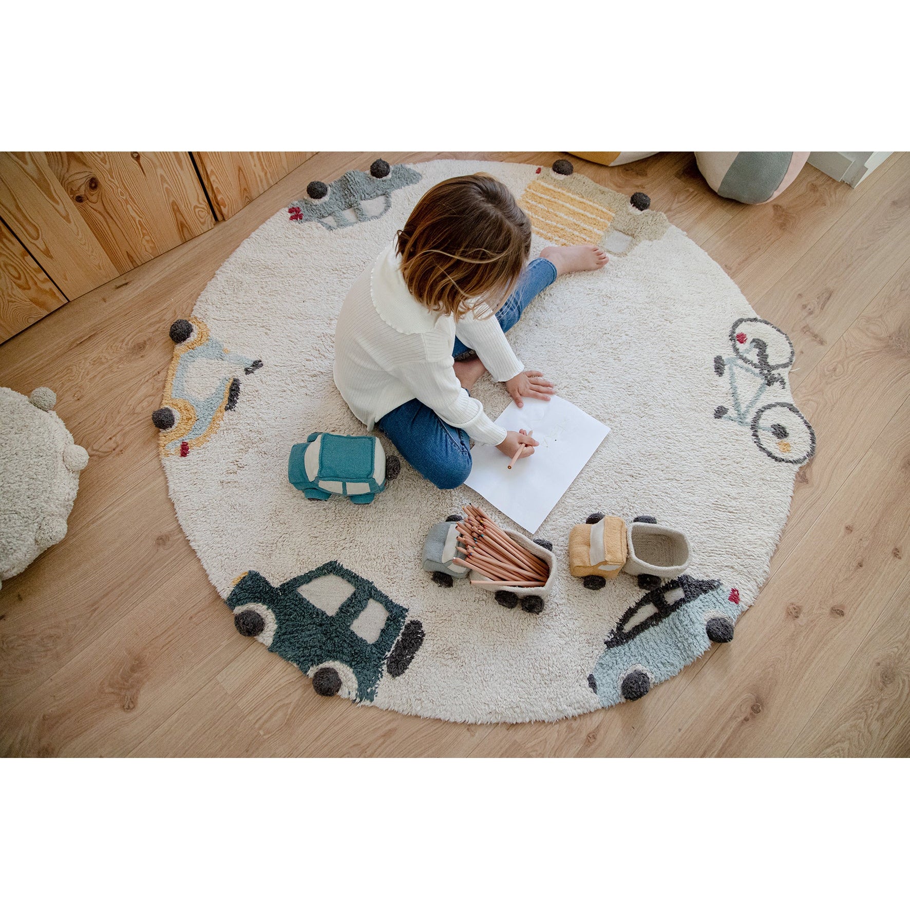Eco-City Wheels Washable Round Area Rug、mySite、gigharbornorthrealestate