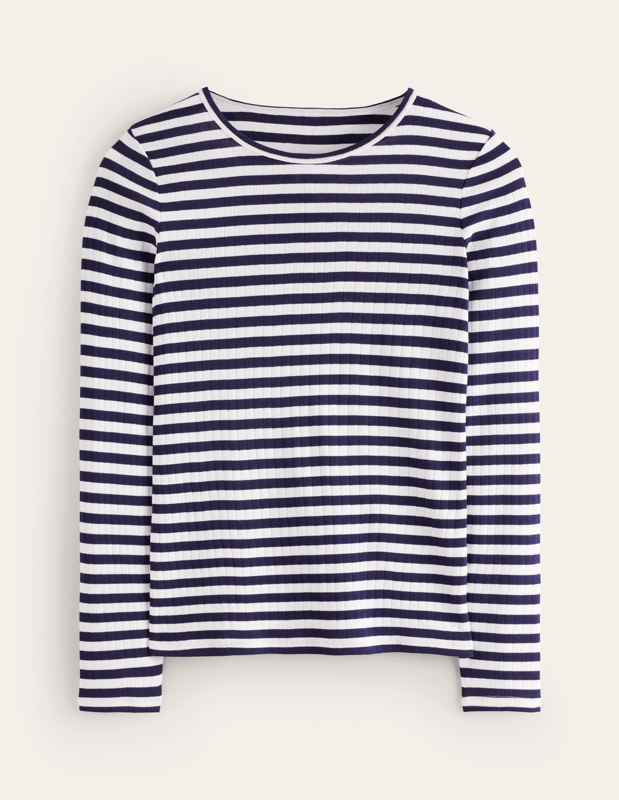  Anna Rib Long Sleeve T-Shirt-French Navy and Ivory Stripe、mySite、ashleygrahame