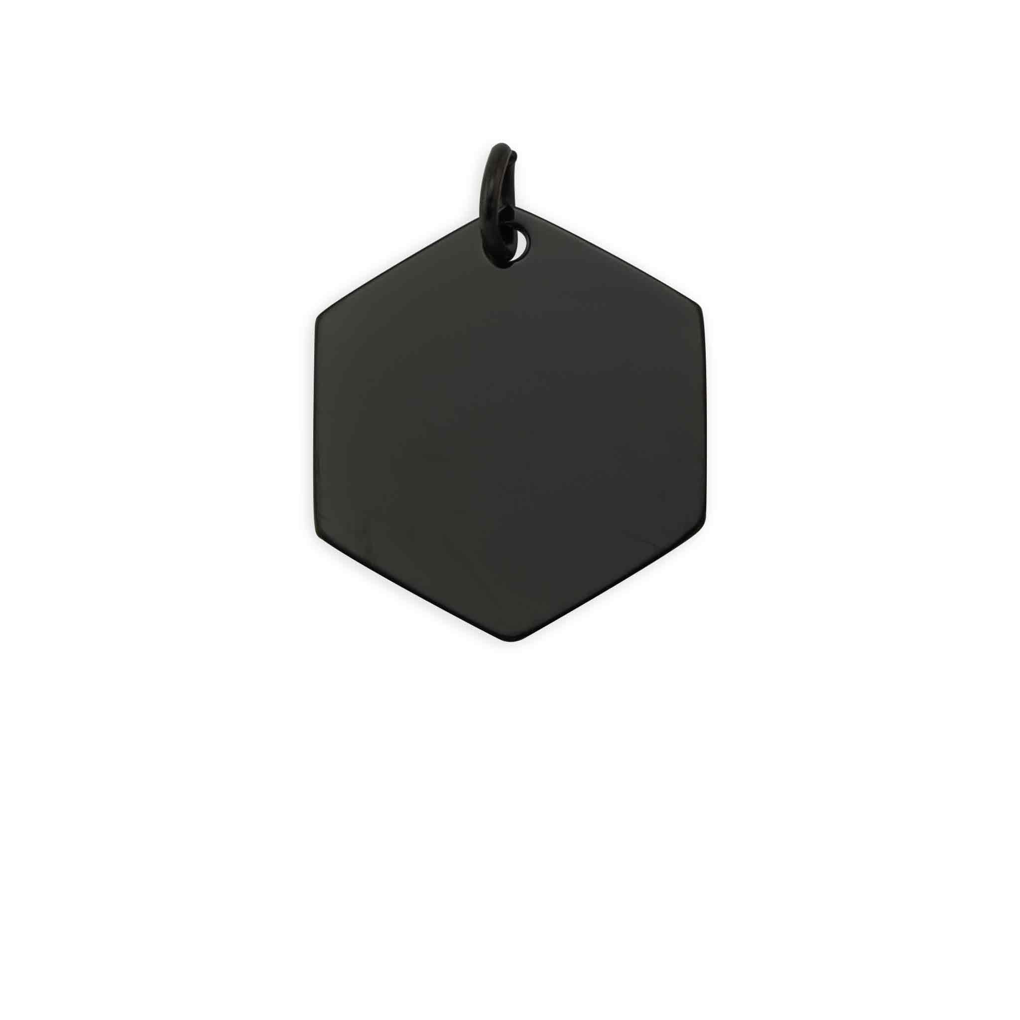Black Stainless Steel Blank Hexagon Pendant / SBB0234、mySite、dreamappss