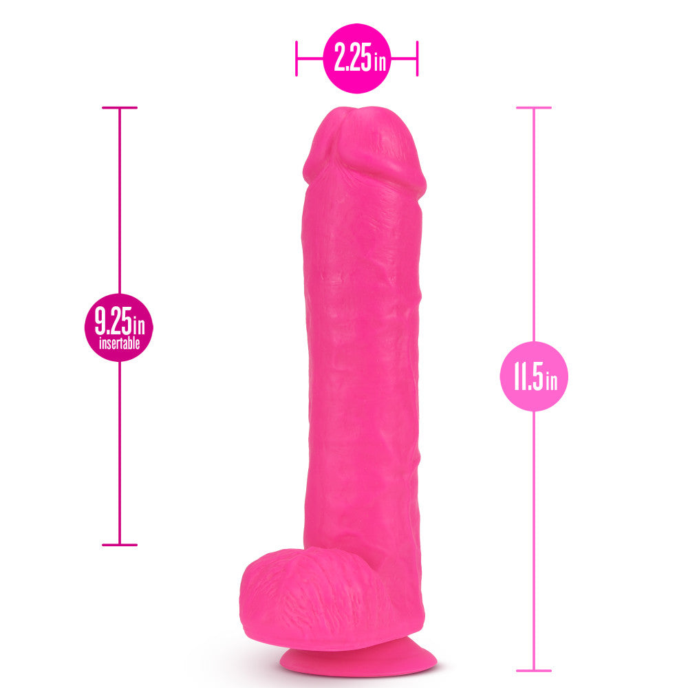 Neo By Blush® | Realistic Neon Pink 11-Inch Long Dildo With Balls & Suction Cup Base、mySite、bottomscart