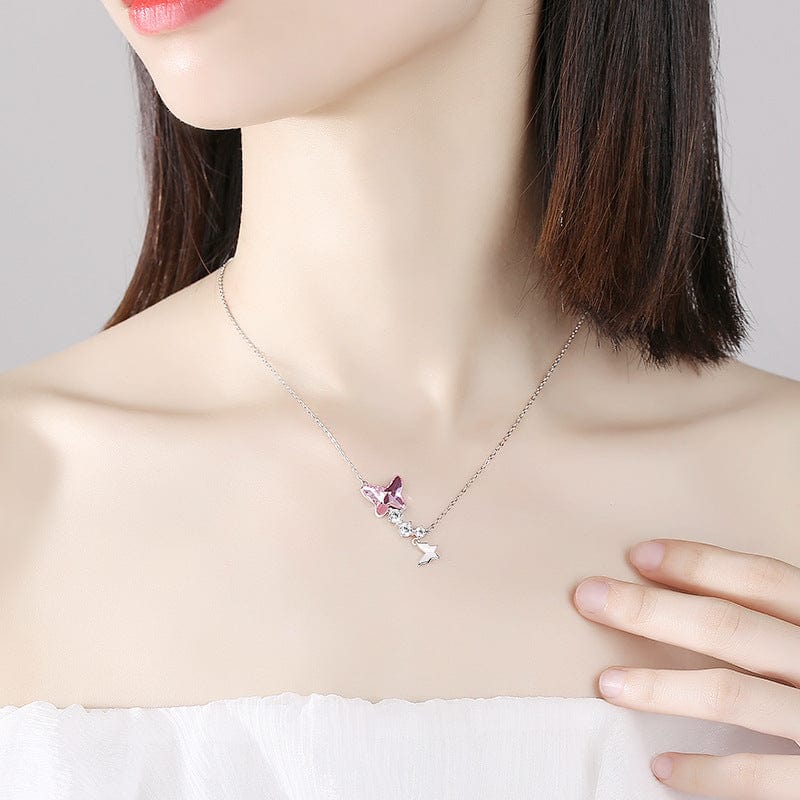 Butterfly Necklace and Earrings in Sterling Silver with Swarovski Crystal & CZ, Gorgeous!、mySite、g9winljtr