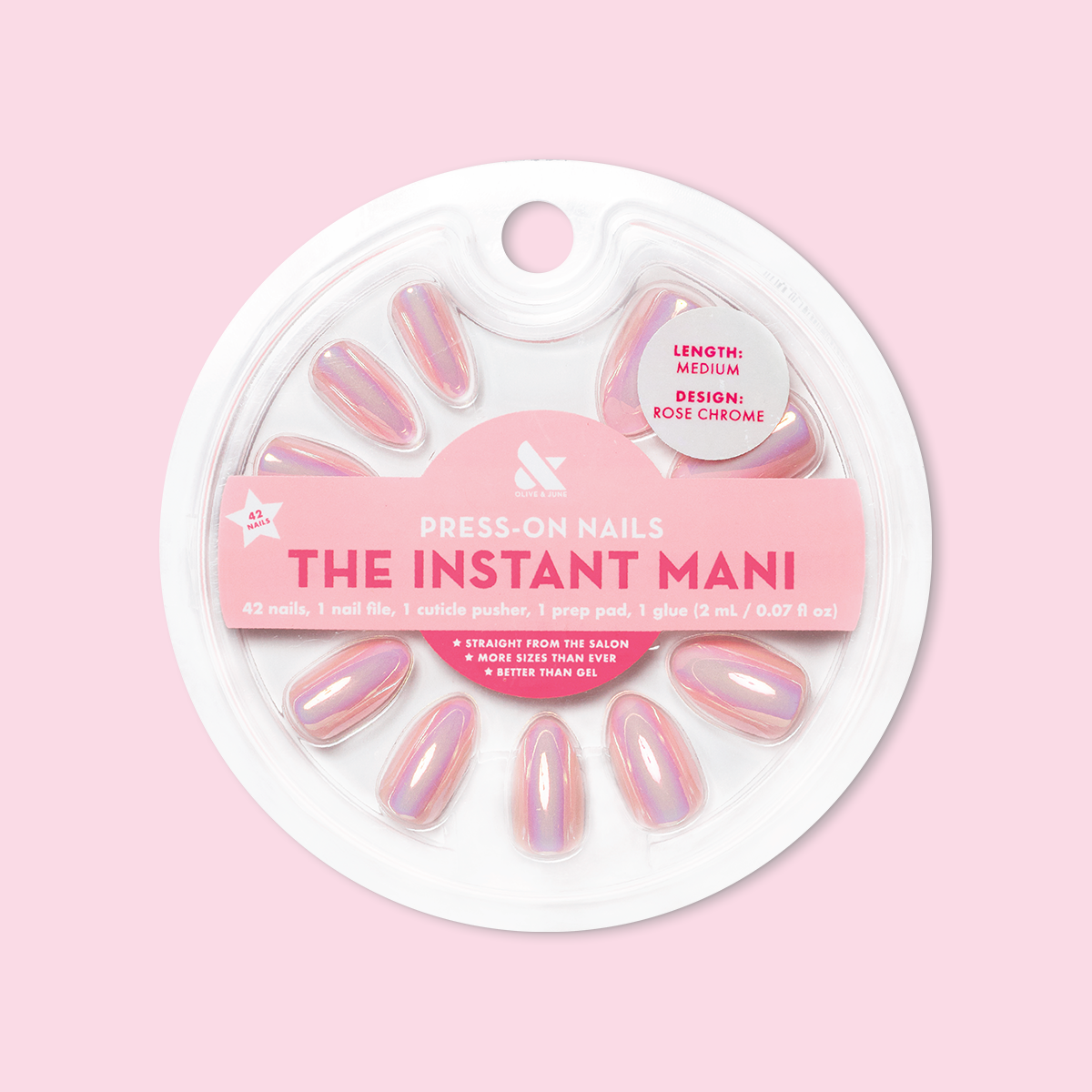 Rose Chrome - Press-On | Medium | Almond - Part of Set、mySite、solidvoid