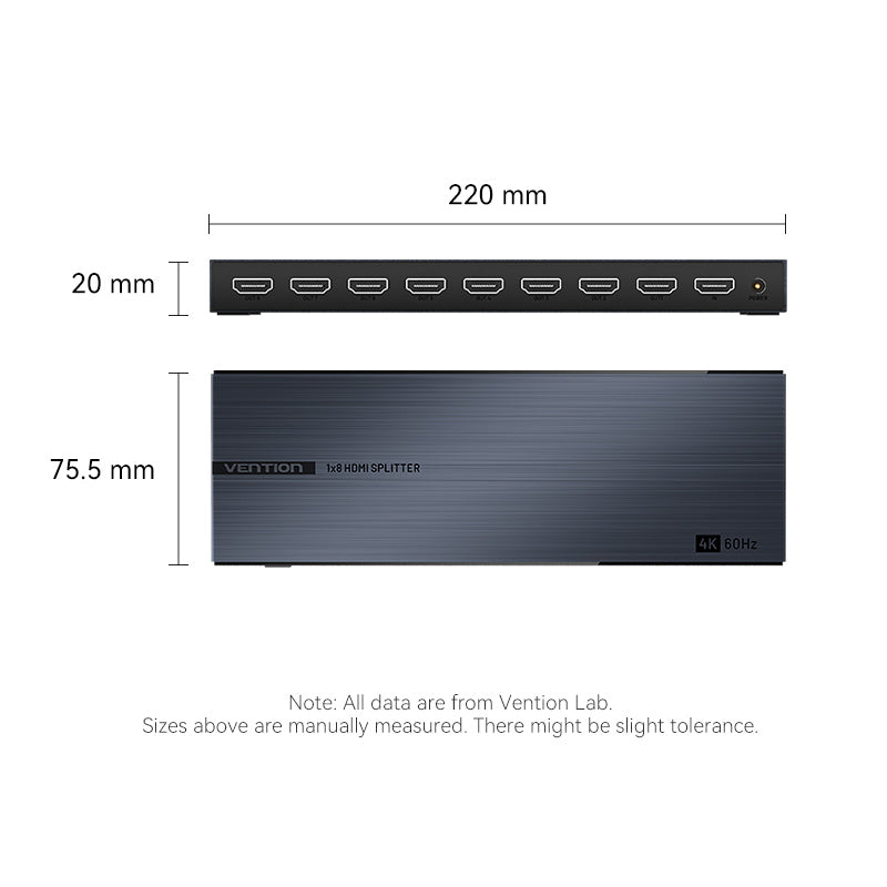 Vention 1-In & 8-Out HDMI Splitter 4K@60Hz Black Aluminum Alloy Type EU Standard、mySite、fannypackpong