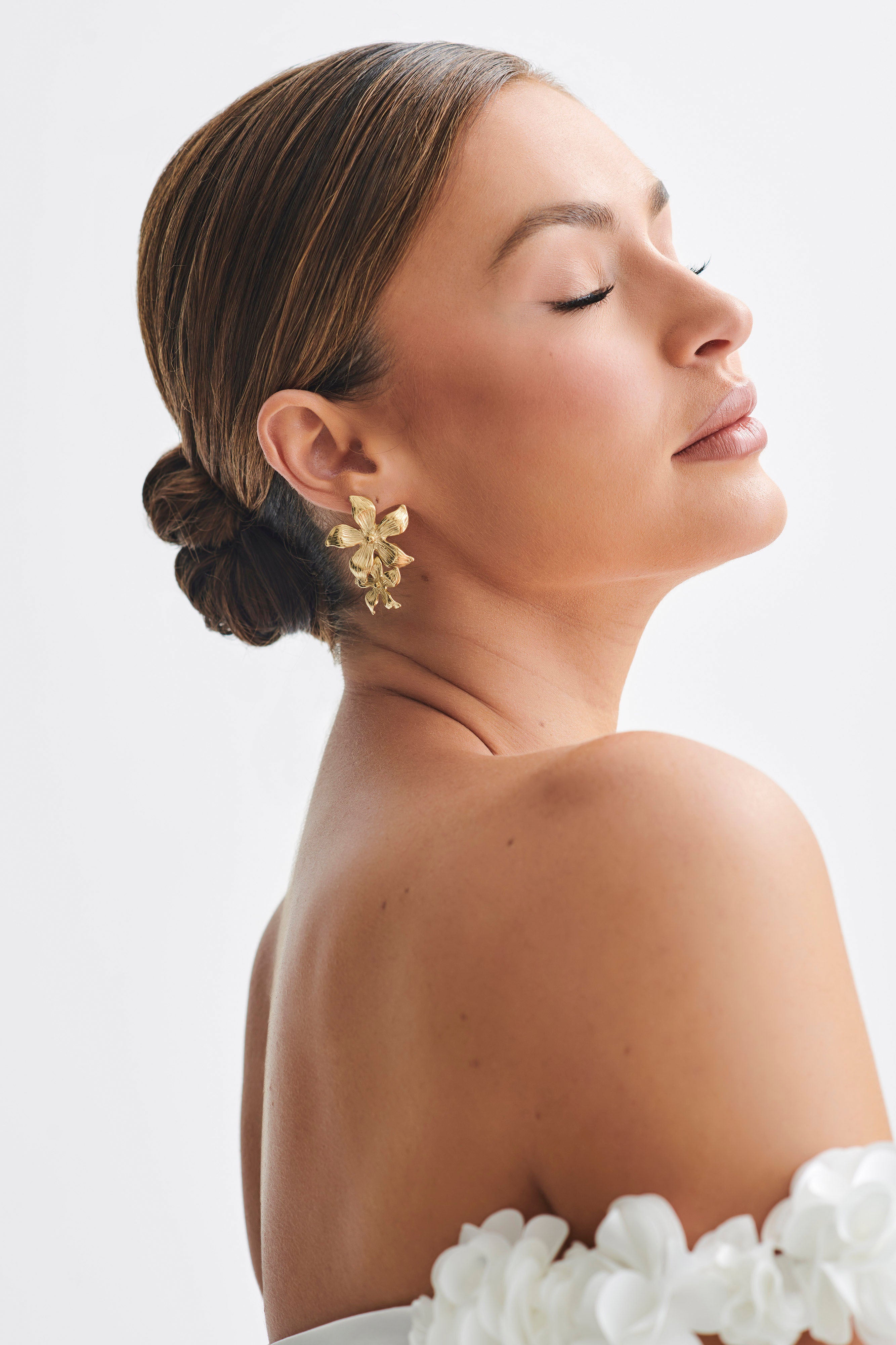 Infatuated Drop Flower Earrings - Gold、mySite、solidvoid