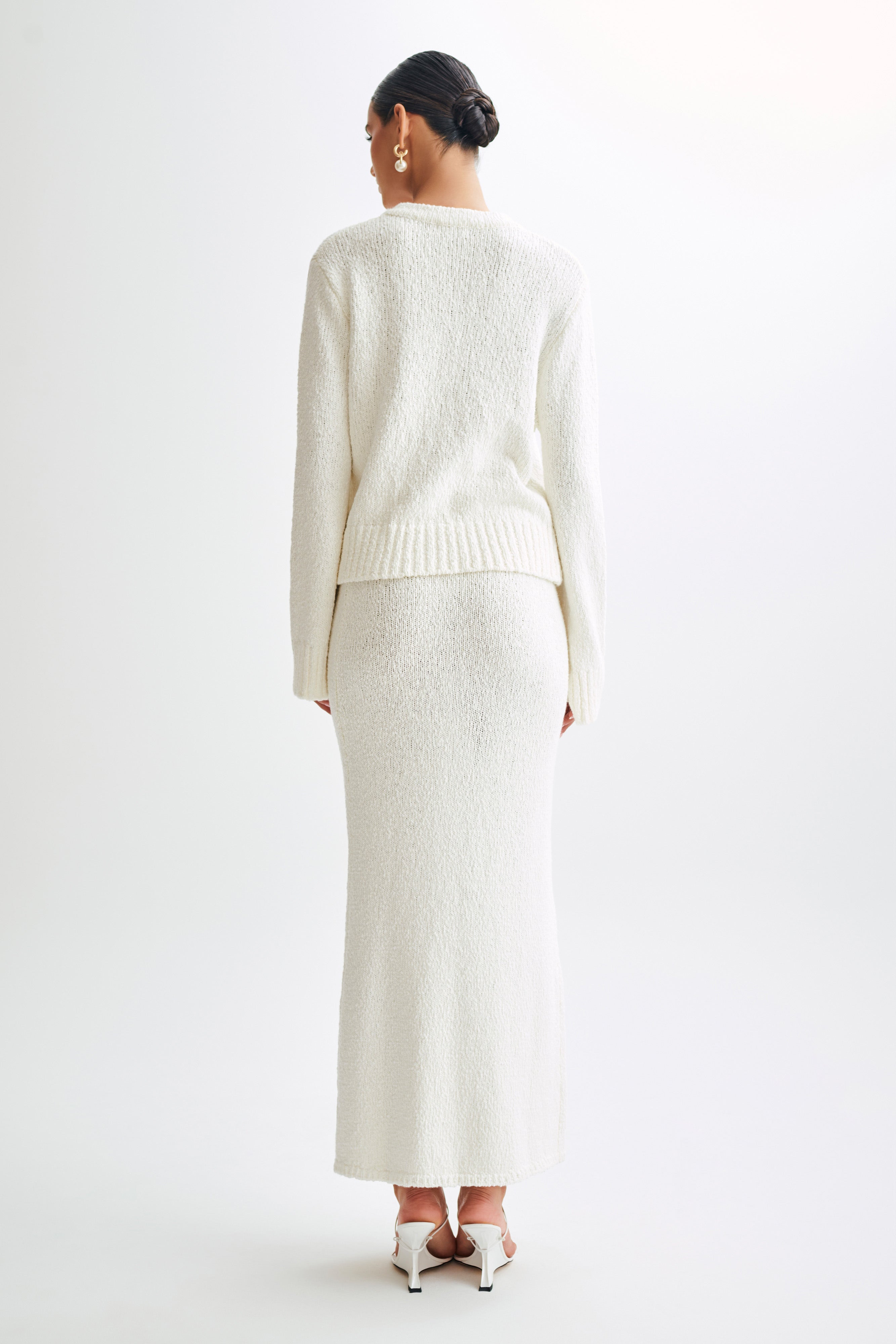 Moira Oversized Boucle Cardigan - White、mySite、solidvoid