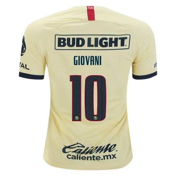Nike Men's Club America 19/20 Giovani dos Santos Home Jersey Lemon Chiffon/Armory Navy/Gym Red、mySite、noshort