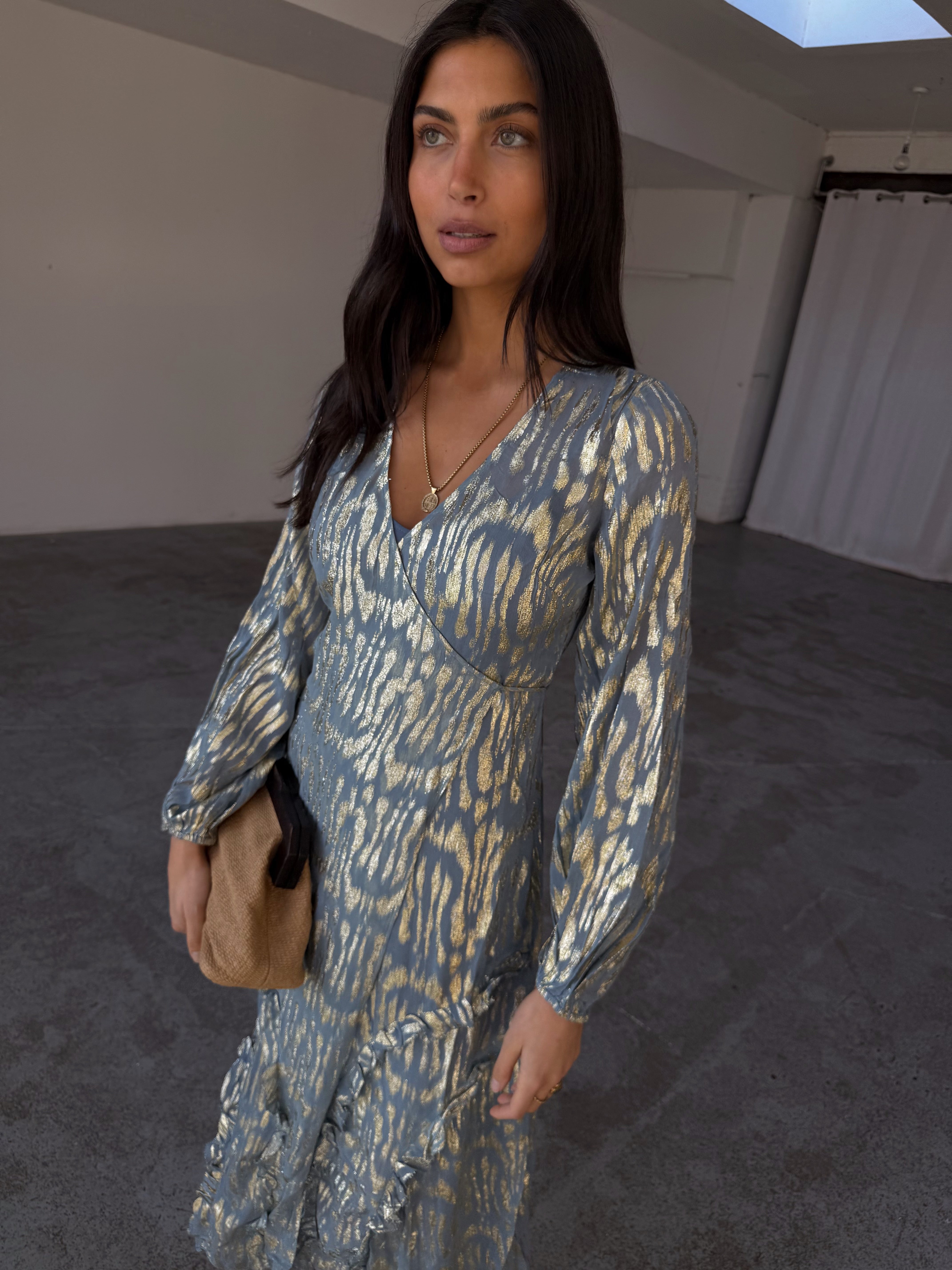 Blue Lottie Wrap Dress Petite、mySite、solidvoid