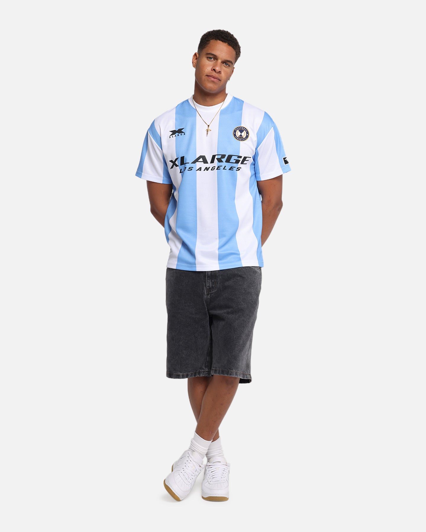 X-Large Slanted Football T-Shirt Blue/White、mySite、zt4zffjzw