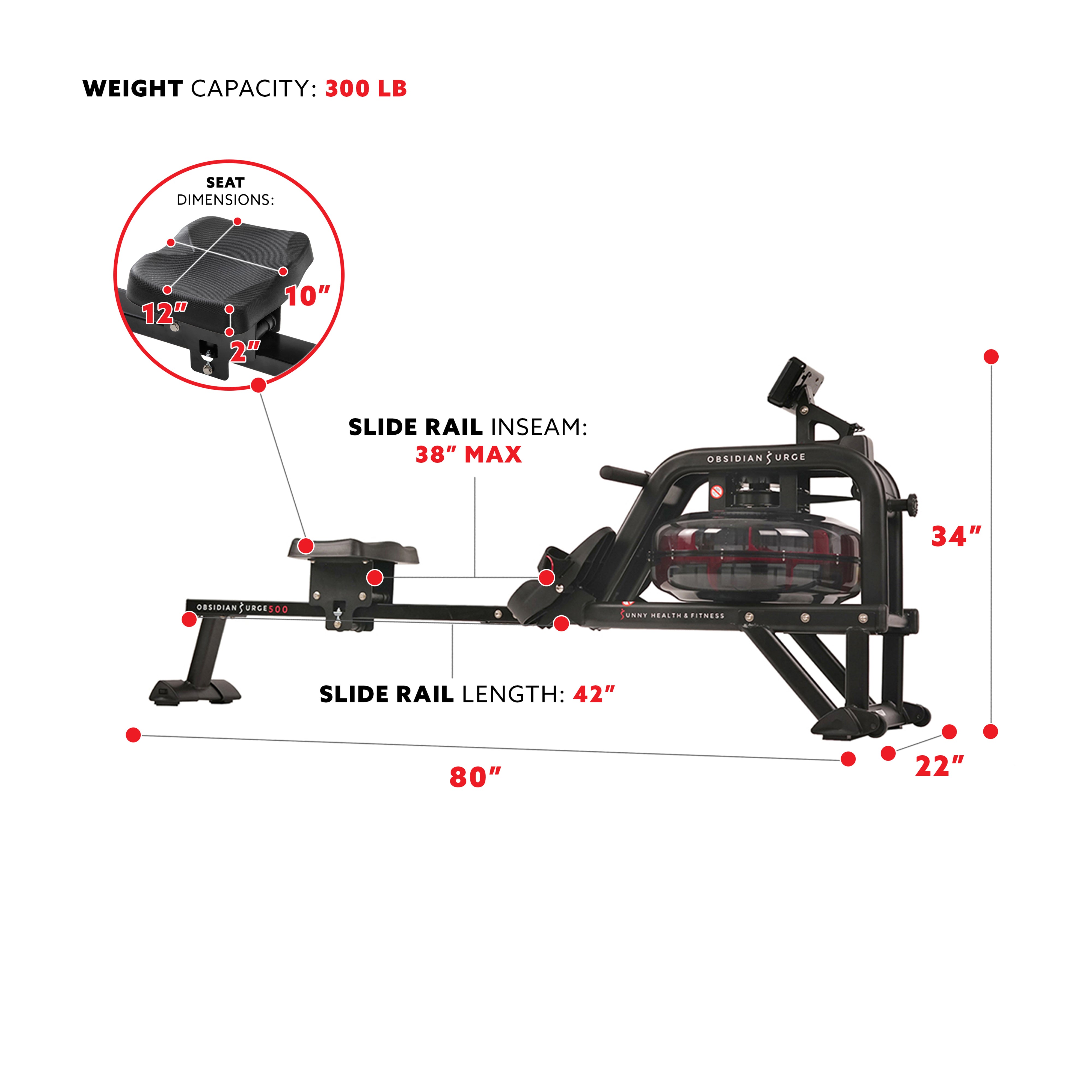  Obsidian Surge Water Rowing Machine Rower w/ LCD Monitor、mySite、ghnorth