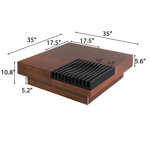 ITALIAN RETRO - INSPIRED ACACIA WOOD STORAGE COFFEE TABLE ,BROWN & BLACK COLOR、、eastwooduniform