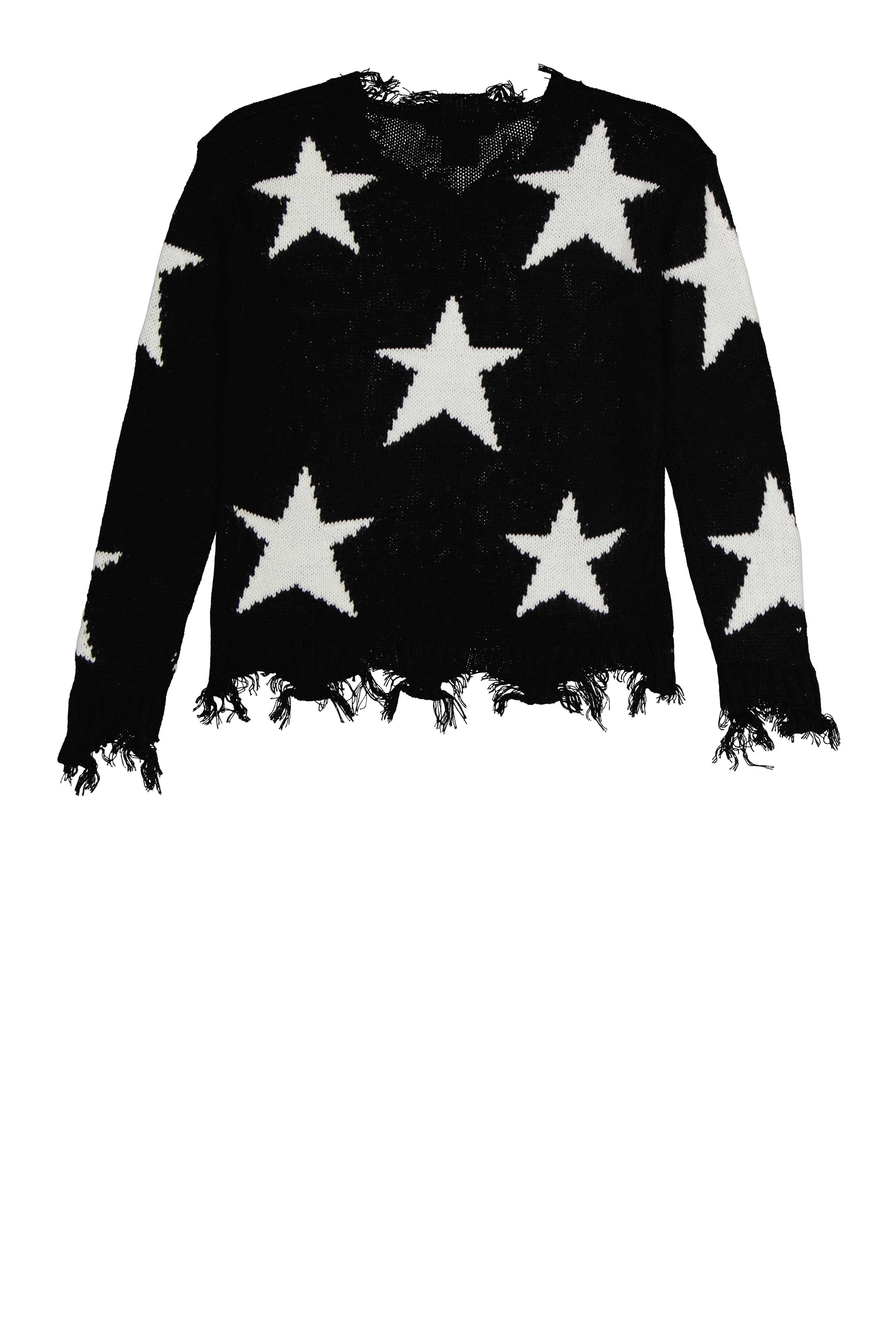 Girls Distressed Star Print Sweater、mySite、camillekostekn