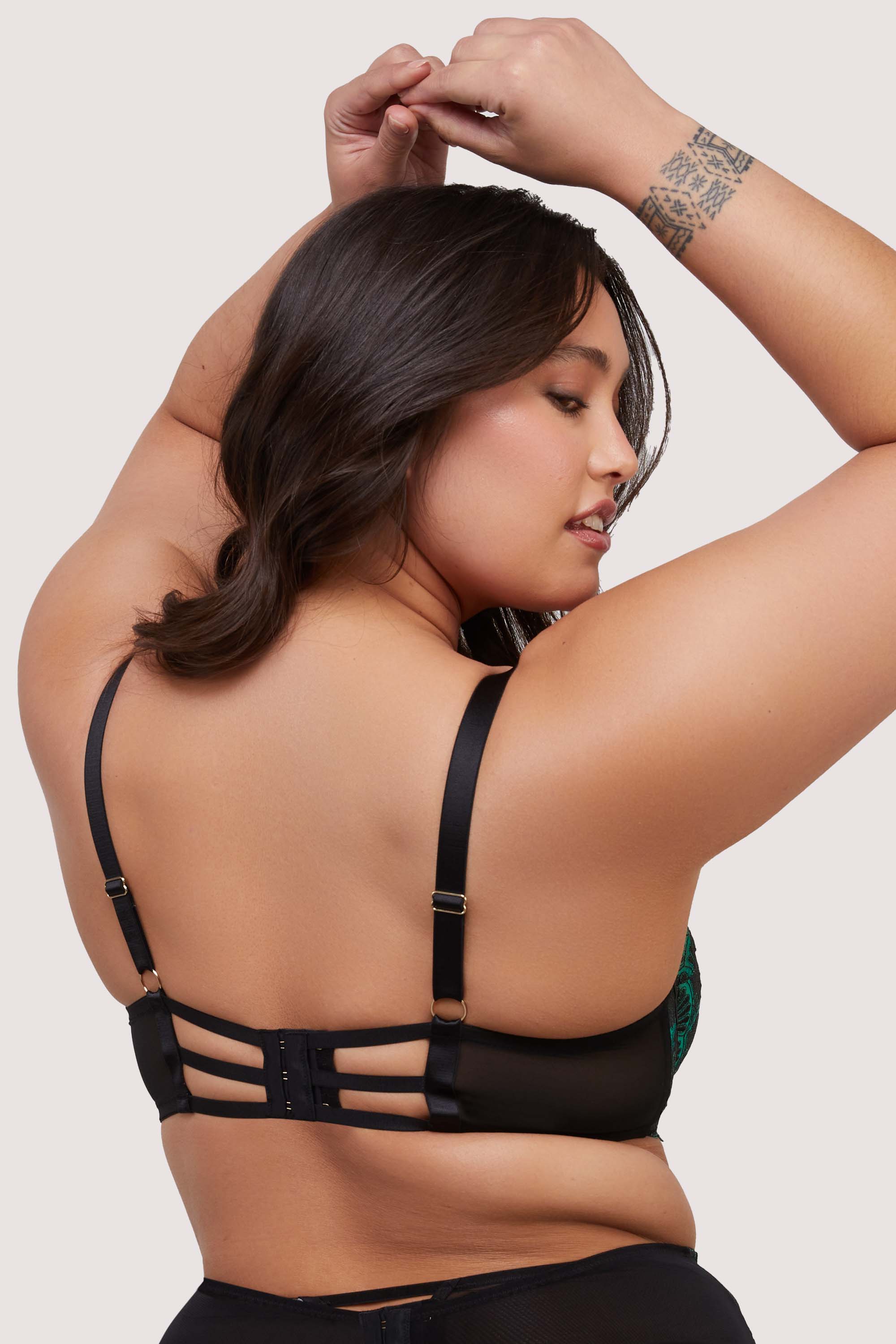 Mia Black and Jade Deco Embroidery Balconette Bra、mySite、bengalsvssteelers