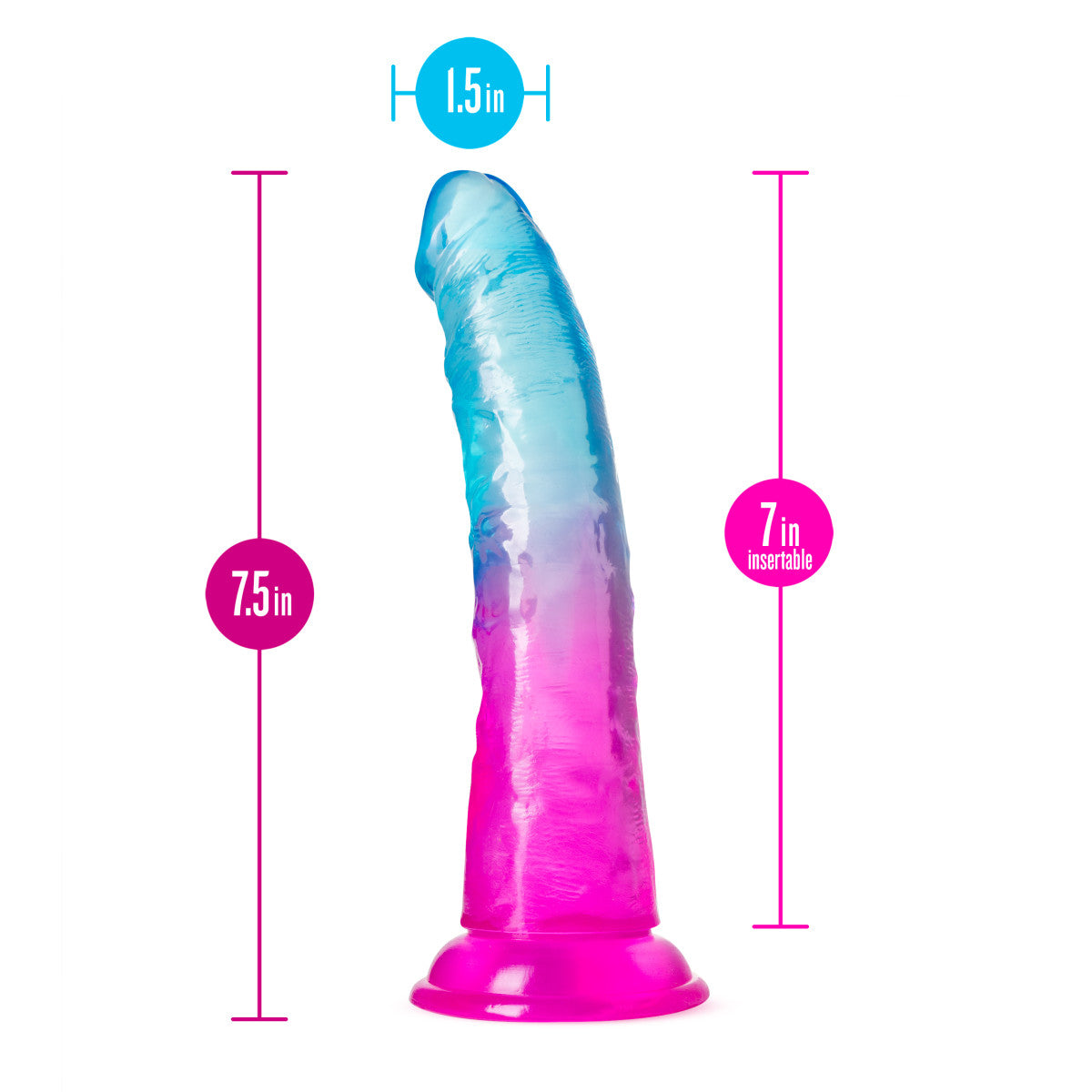 B Yours By Blush® | Beautiful Sky Realistic Sunset 7.5-Inch Long Dildo With Suction Cup Base、mySite、bottomscart