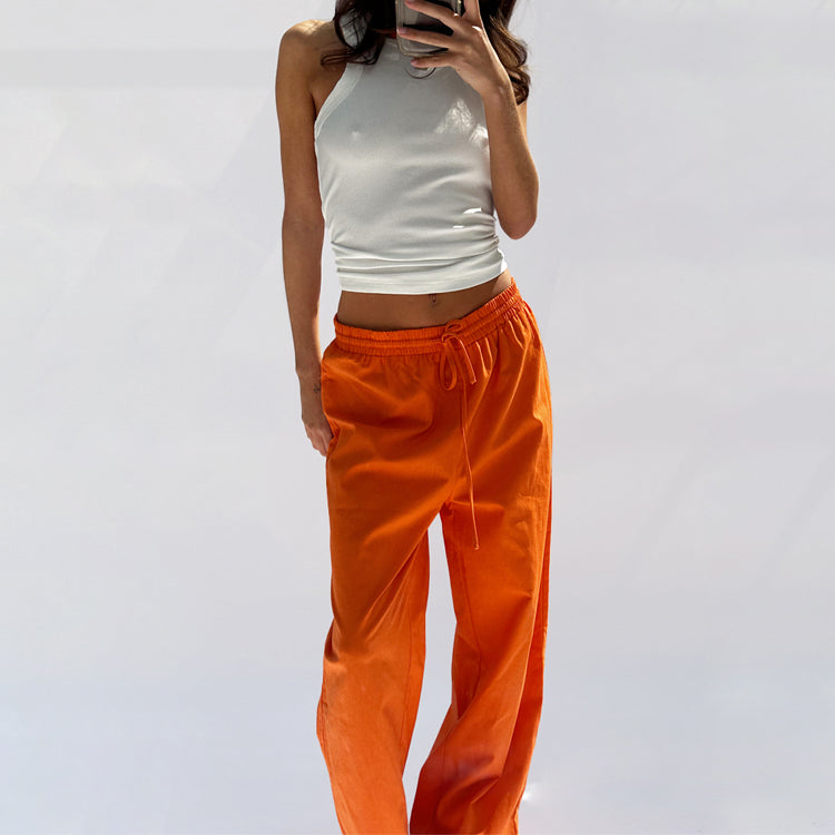 Orange Demi Cotton Linen Trousers、mySite、solidvoid
