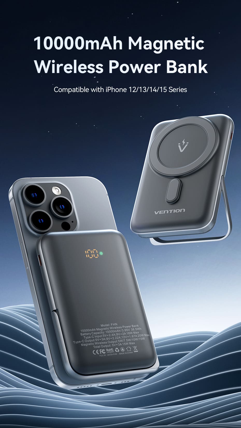 10000mAh Magnetic Wireless Power Bank
