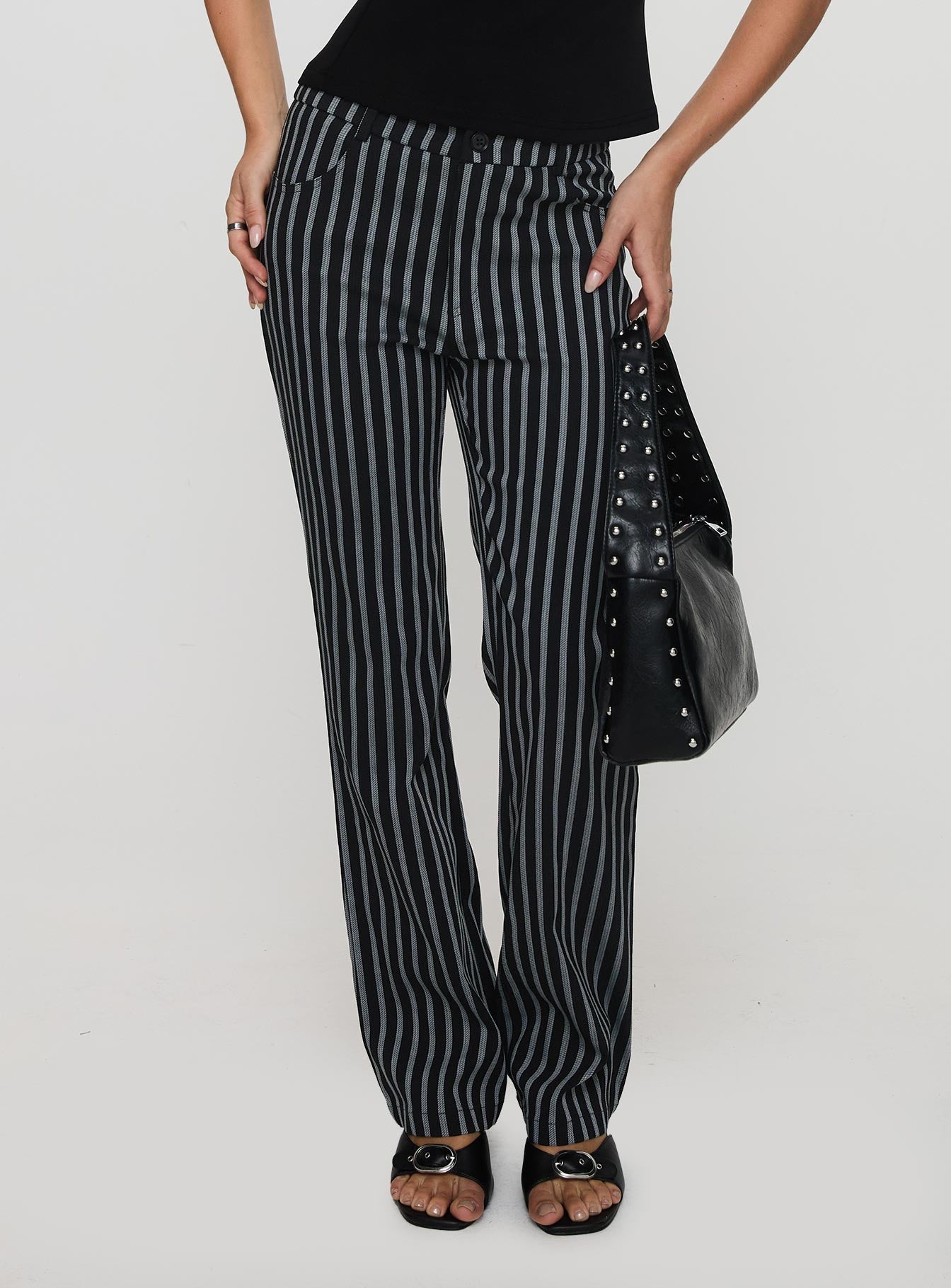 Allude Low Waist Pinstripe Pant Black、mySite、solidvoid