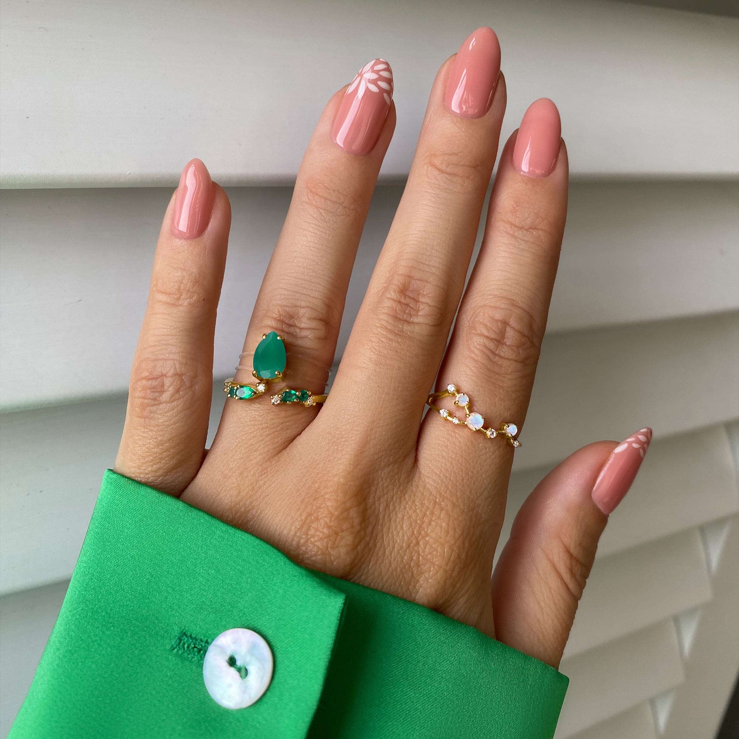 Adjustable Green Onyx Ring Flourish - May Birthstone、mySite、hinf8tx79