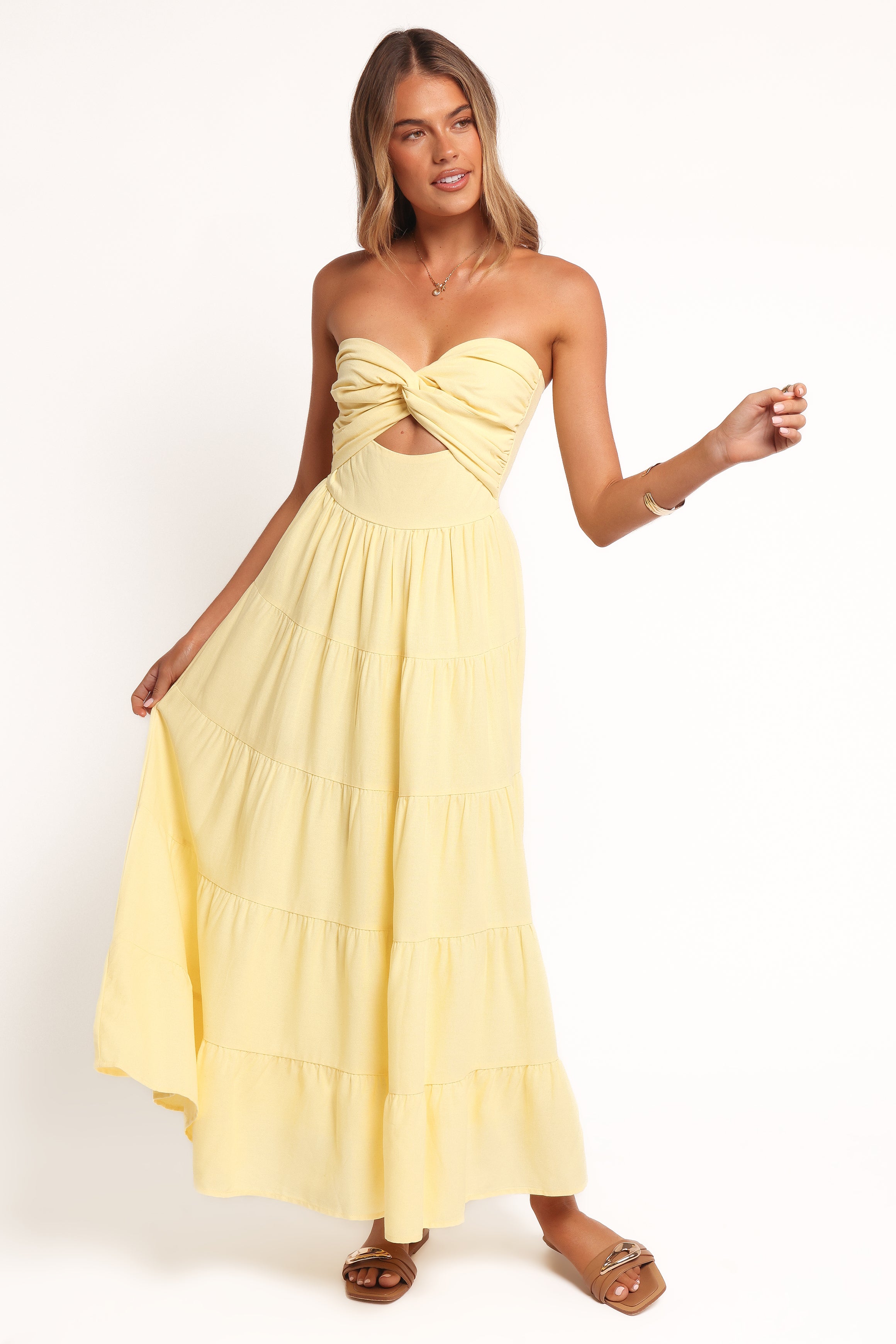 Sitara Strapless Midi Dress - Yellow、mySite、sugarbowlscore