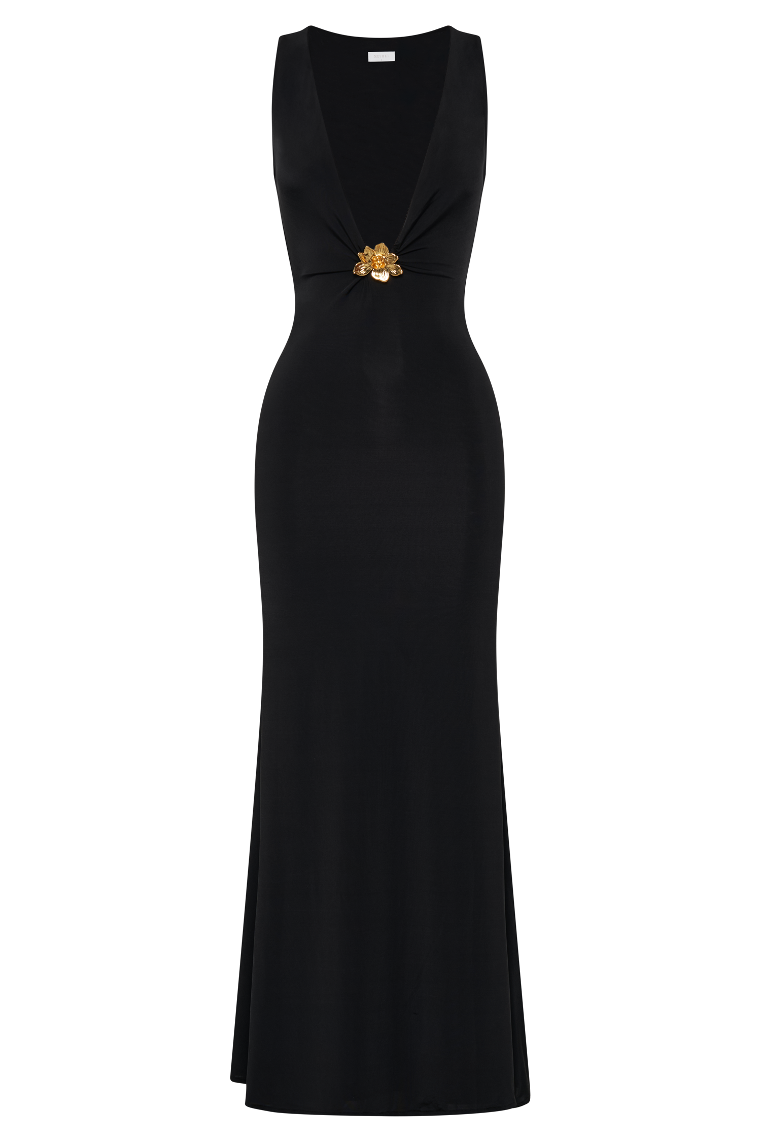 Beck Plunge Maxi Dress With Floral Hardware - Black、mySite、solidvoid