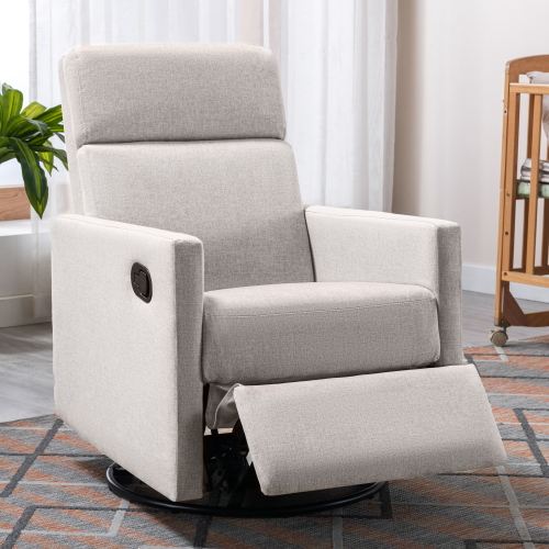 Modern Upholstered Rocker Nursery Chair Plush Seating Glider Swivel Recliner Chair, Gray、、casual