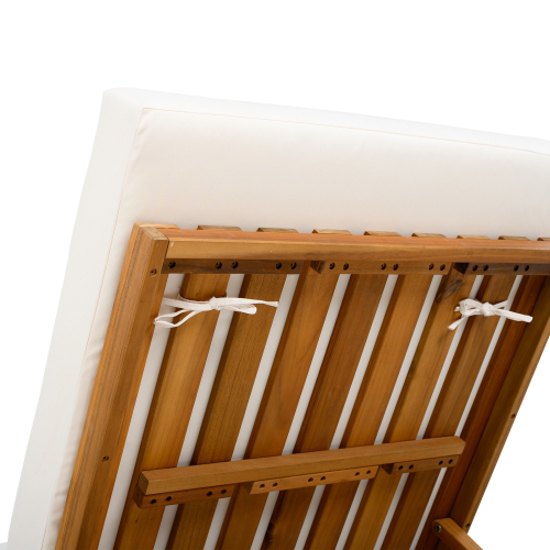 LOUNGE CHAISE SET, ACACIA WOOD WITH WATER-RESISTANT LOUNGE CUSHIONS (CREAM & 4 INCH THICK) - MATCHING DARK GREY VERSION AVAILABLE、、eastwooduniform