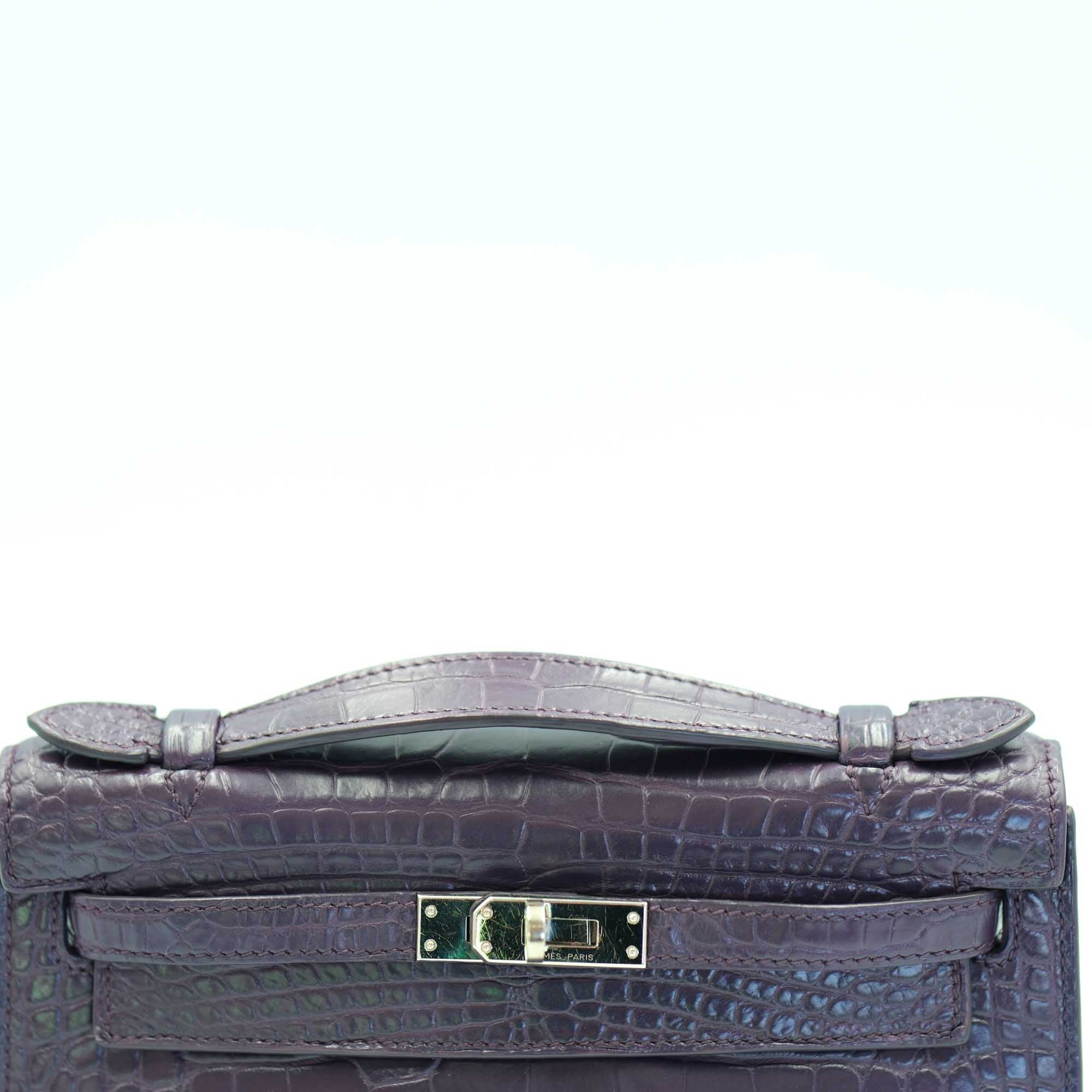 Hermès Mini Kelly Pochette Prunoir Matte Alligator with Palladium Hardware、mySite、garminoutage.com