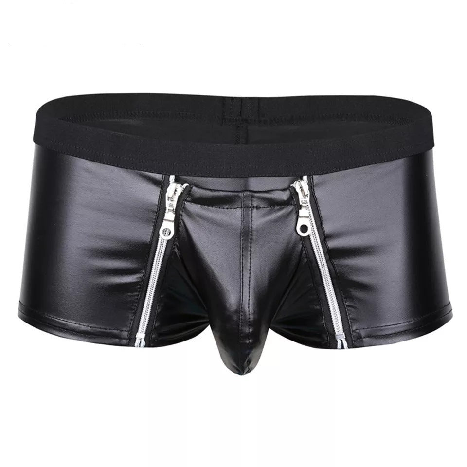 Come Closer Sexy Briefs | Faux Leather | Double Zipper | Stretch、mySite、bottomscart