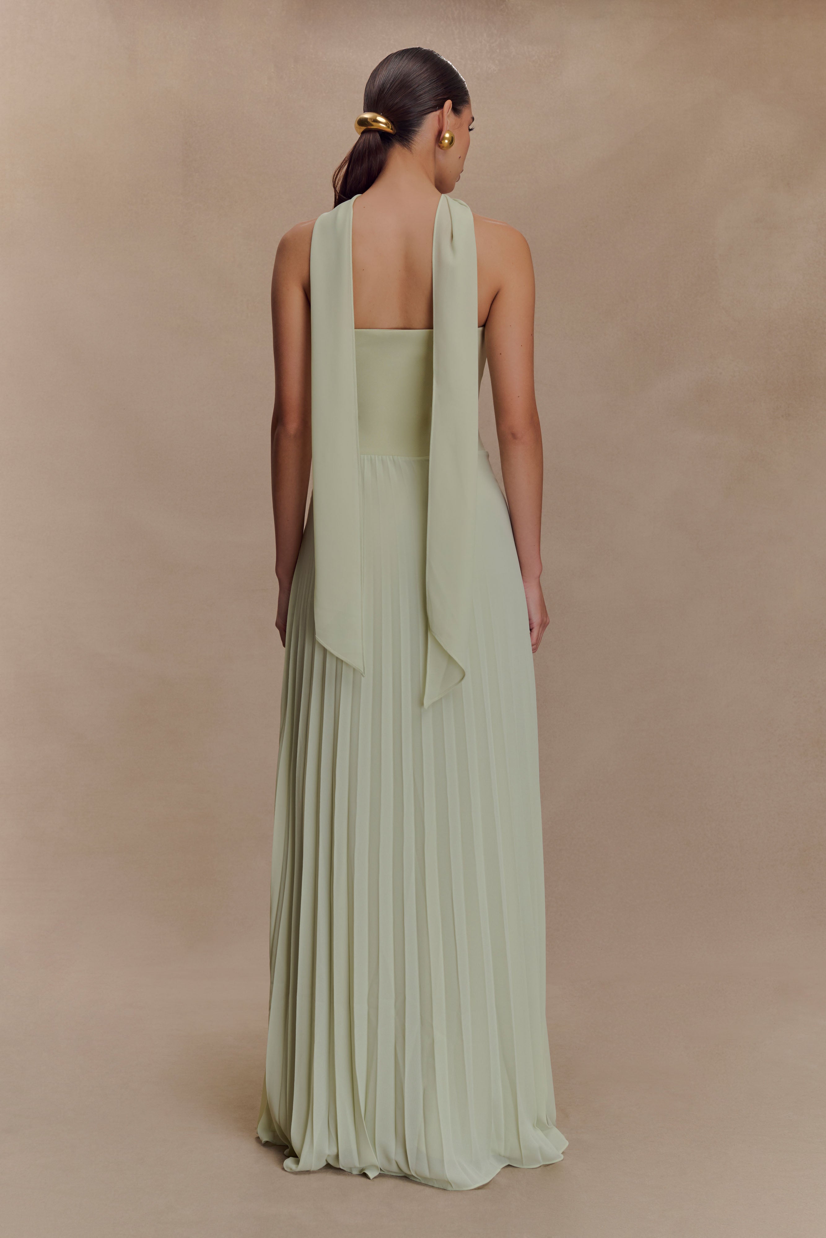 Caira Chiffon Scarf Maxi Dress - Sage、mySite、solidvoid