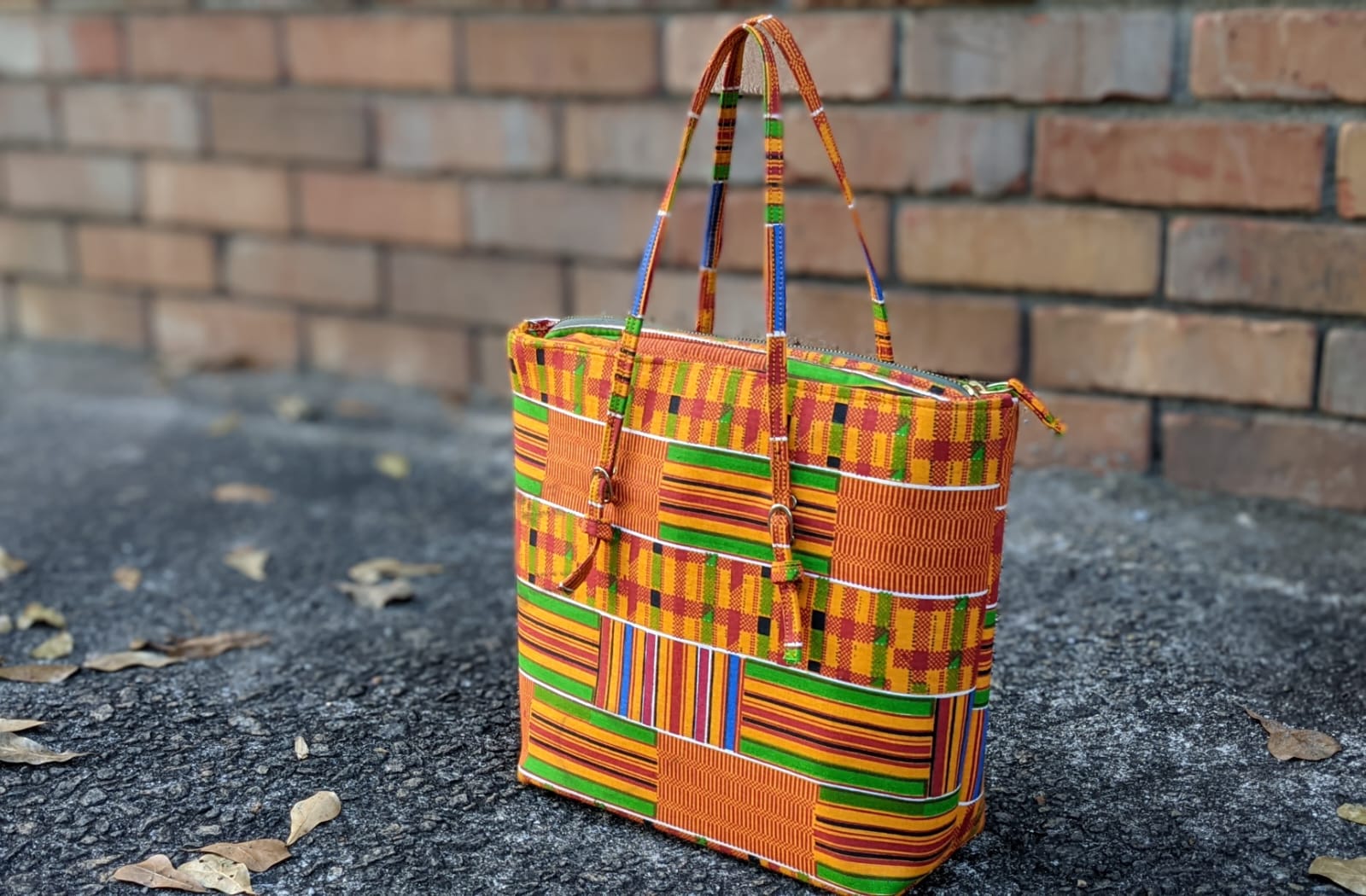 Handmade Afryea African print Kente Tote handbag-DPAPKB52、mySite、solidvoid