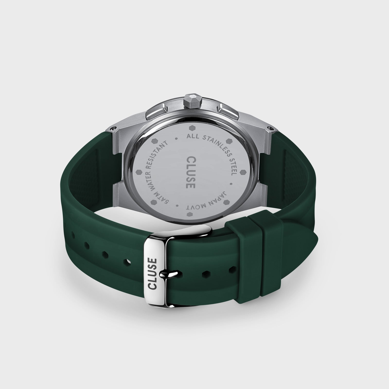  Vigoureux Chrono Watch Silicone Green, Silver Colour